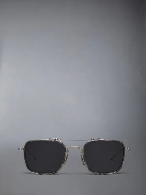 ACETATE AND TITANIUM RECTANGULAR AVIATOR SUNGLASSES sold by Thom Browne