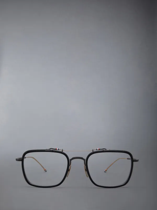 ACETATE AND TITANIUM RECTANGULAR AVIATOR EYEGLASSES sold by Thom Browne