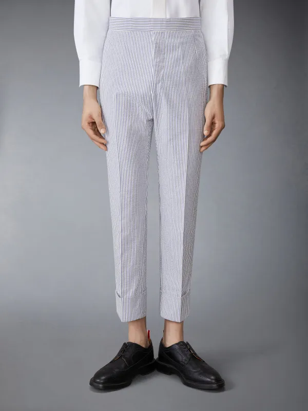 SEERSUCKER CLASSIC HALF LINING TROUSERS sold by Thom Browne