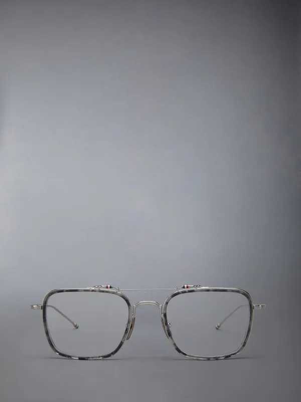 ACETATE AND TITANIUM RECTANGULAR AVIATOR EYEGLASSES sold by Thom Browne
