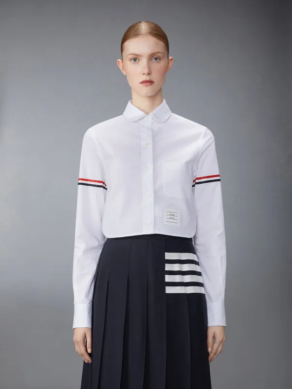 OXFORD ARMBAND CROPPED ROUND COLLAR SHIRT sold by Thom Browne