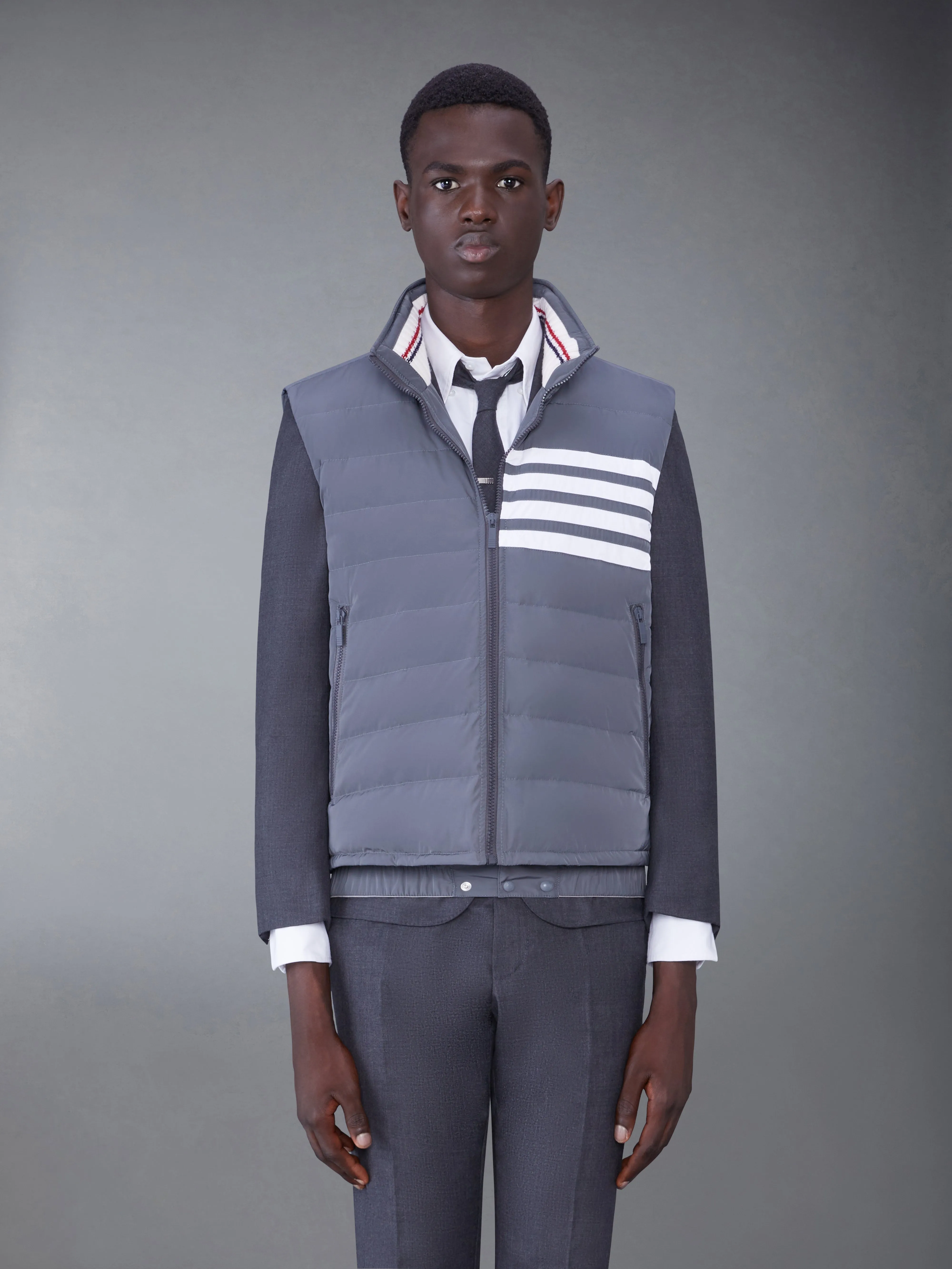 POLY TWILL DOWN FILL 4-BAR SKI VEST sold by Thom Browne