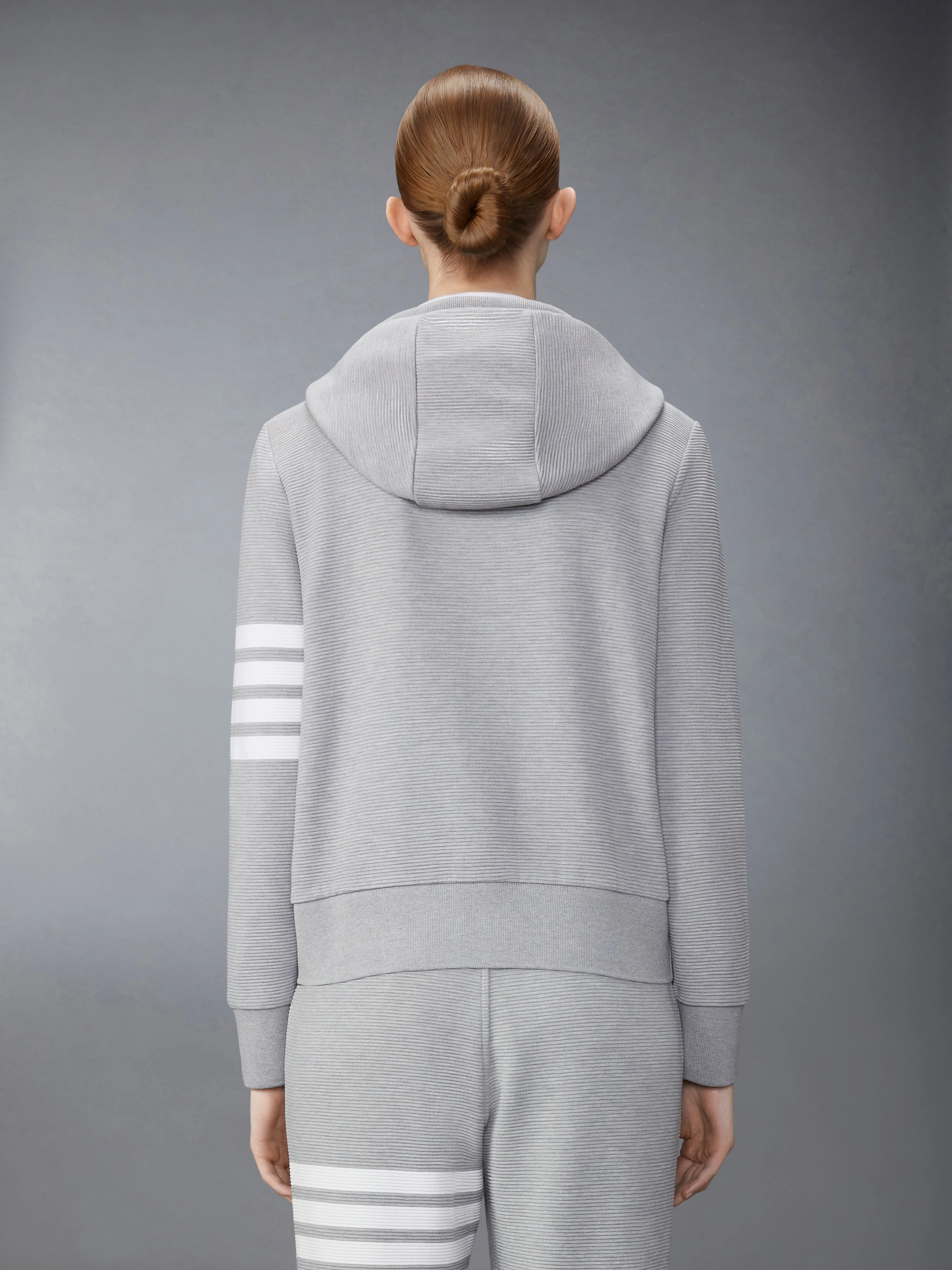 COTTON OTTOMAN RIB 4-BAR ZIP HOODIE sold by Thom Browne product image thumbnail 2