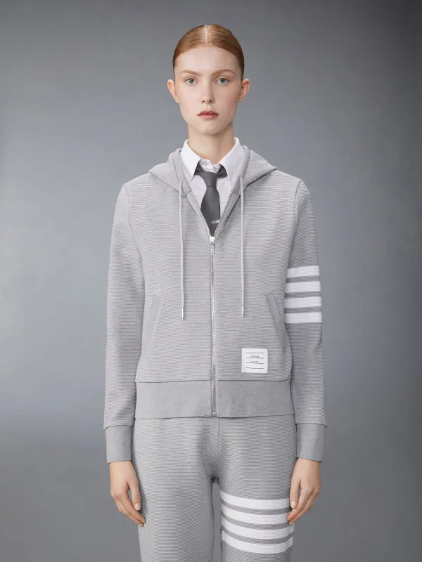 COTTON OTTOMAN RIB 4-BAR ZIP HOODIE sold by Thom Browne