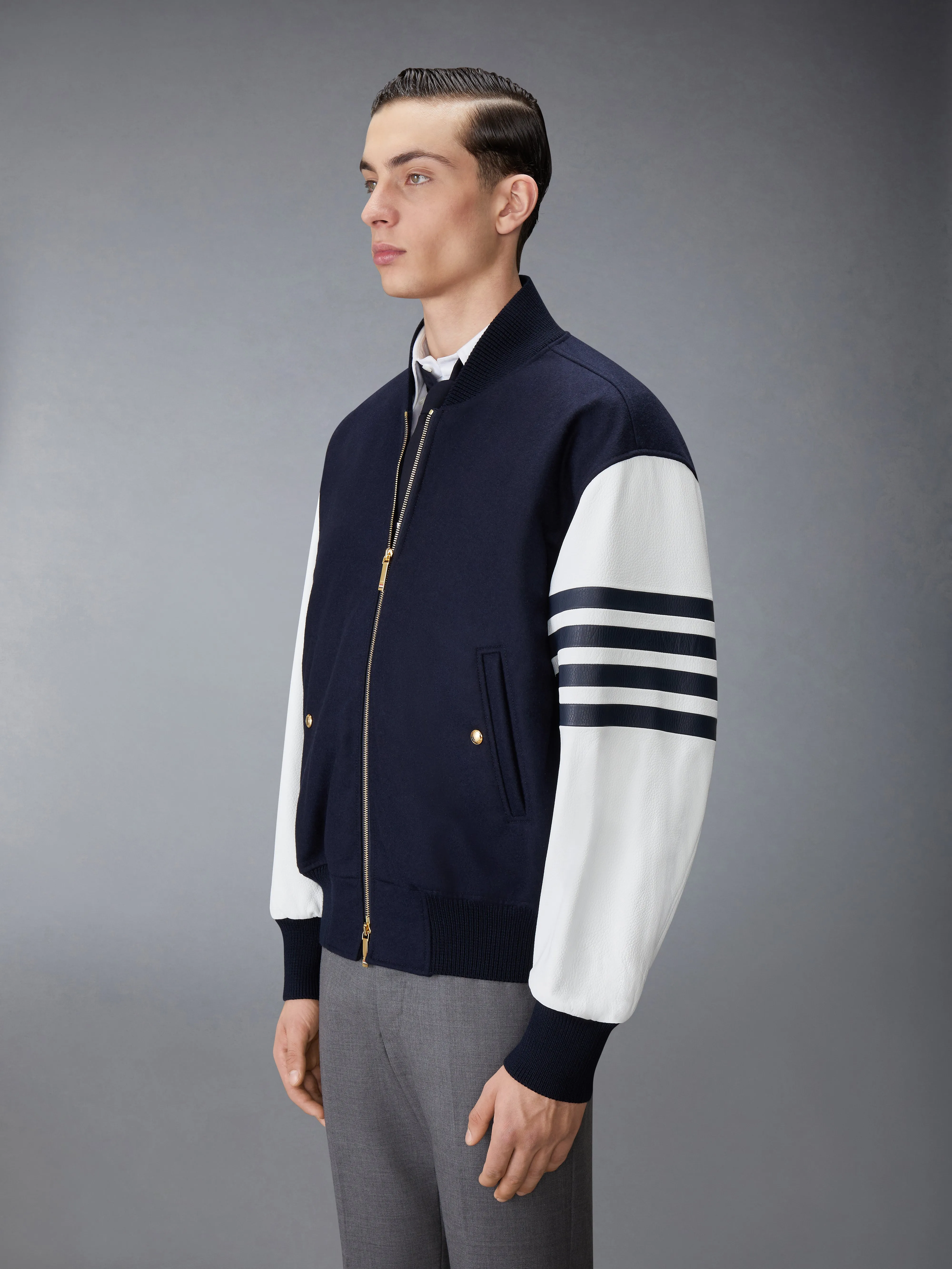 MELTON WOOL 4-BAR OVERSIZED BLOUSON JACKET sold by Thom Browne product image thumbnail 5