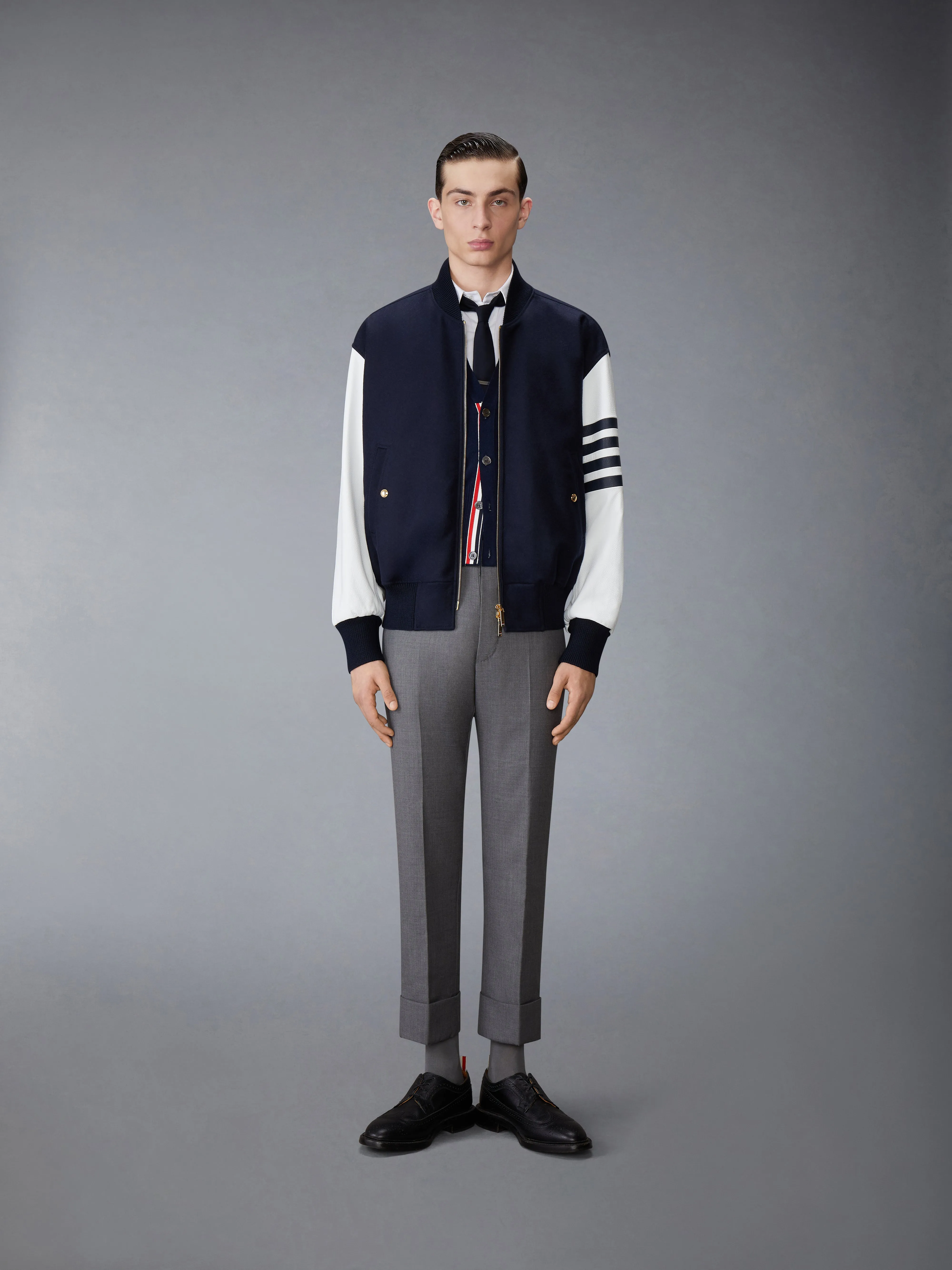 MELTON WOOL 4-BAR OVERSIZED BLOUSON JACKET sold by Thom Browne product image thumbnail 4