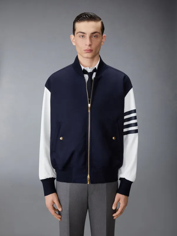 MELTON WOOL 4-BAR OVERSIZED BLOUSON JACKET sold by Thom Browne