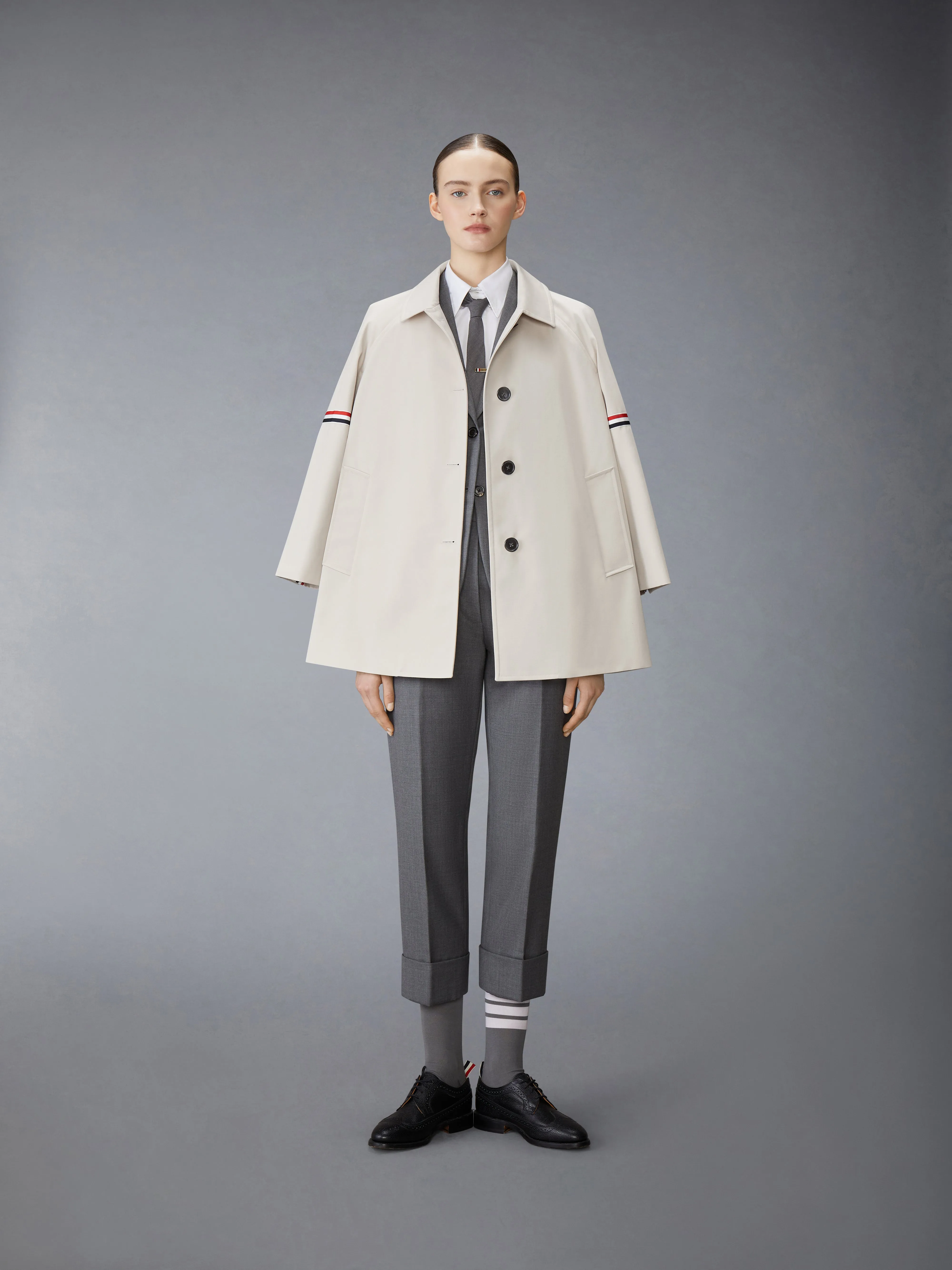 COTTON TWILL ARMBAND CROPPED CAR COAT sold by Thom Browne product image thumbnail 2
