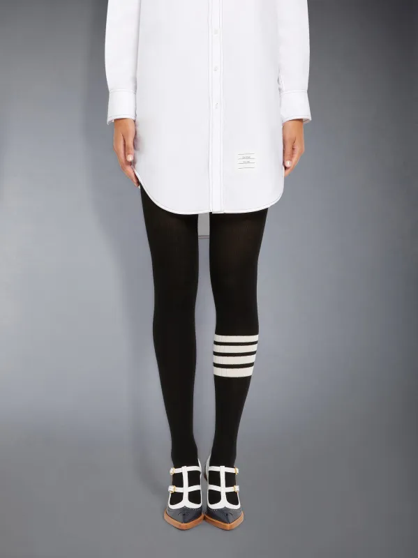 BLACK FINE MERINO WOOL 4-BAR OPAQUE RIB TIGHTS sold by Thom Browne