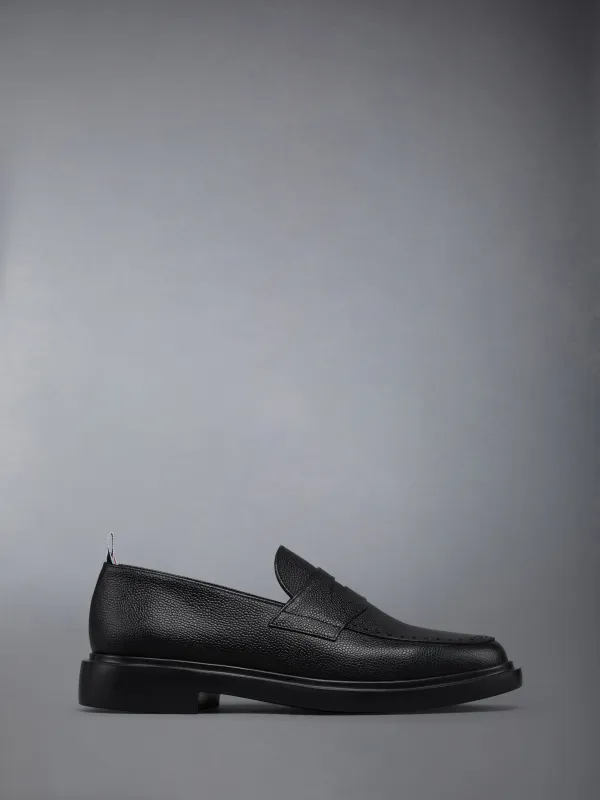PEBBLE GRAIN LIGHTWEIGHT RUBBER SOLE PENNY LOAFERS sold by Thom Browne