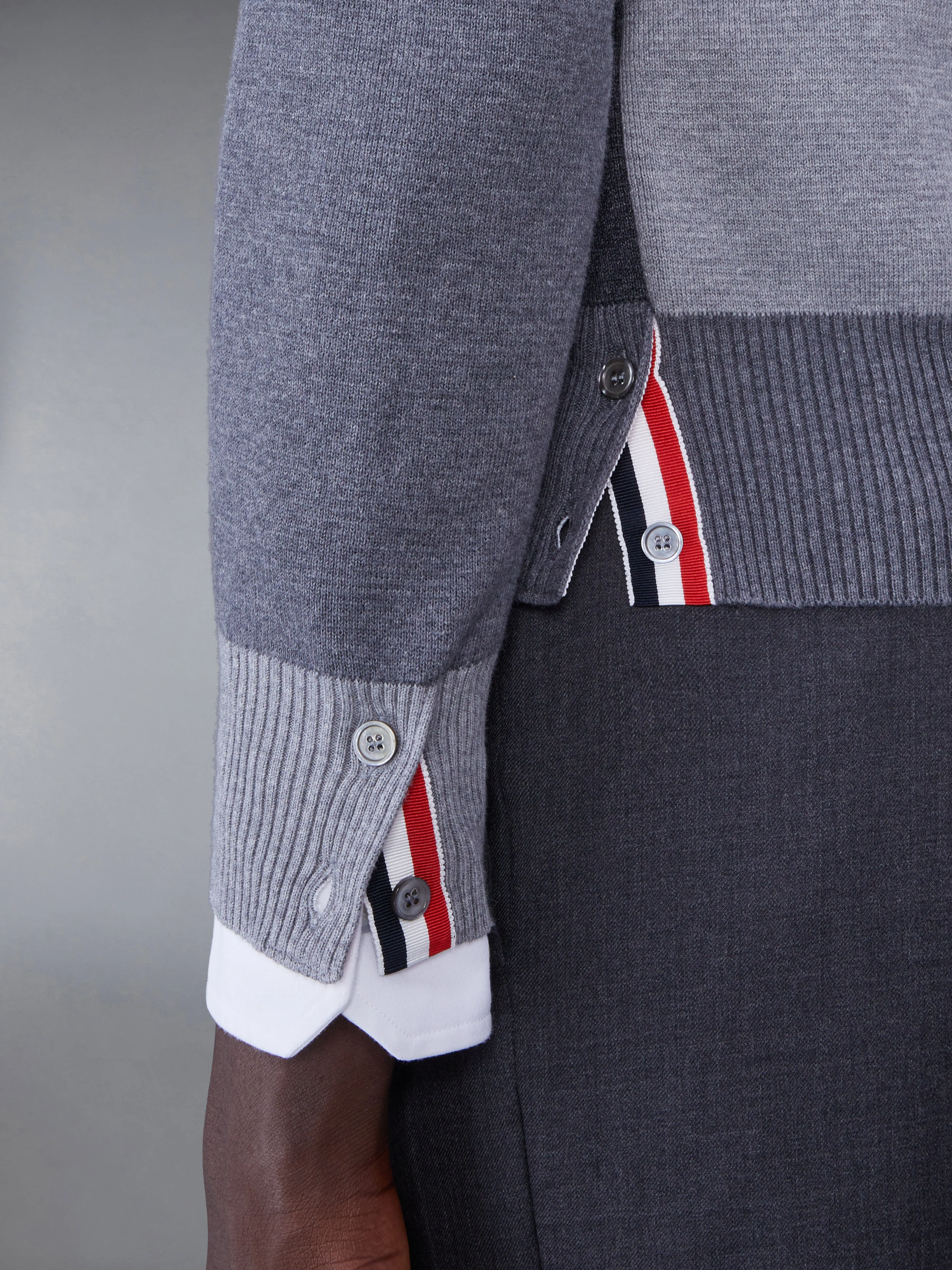 FUNMIX COTTON CREPE MILANO STITCH 4-BAR CARDIGAN sold by Thom Browne product image thumbnail 4