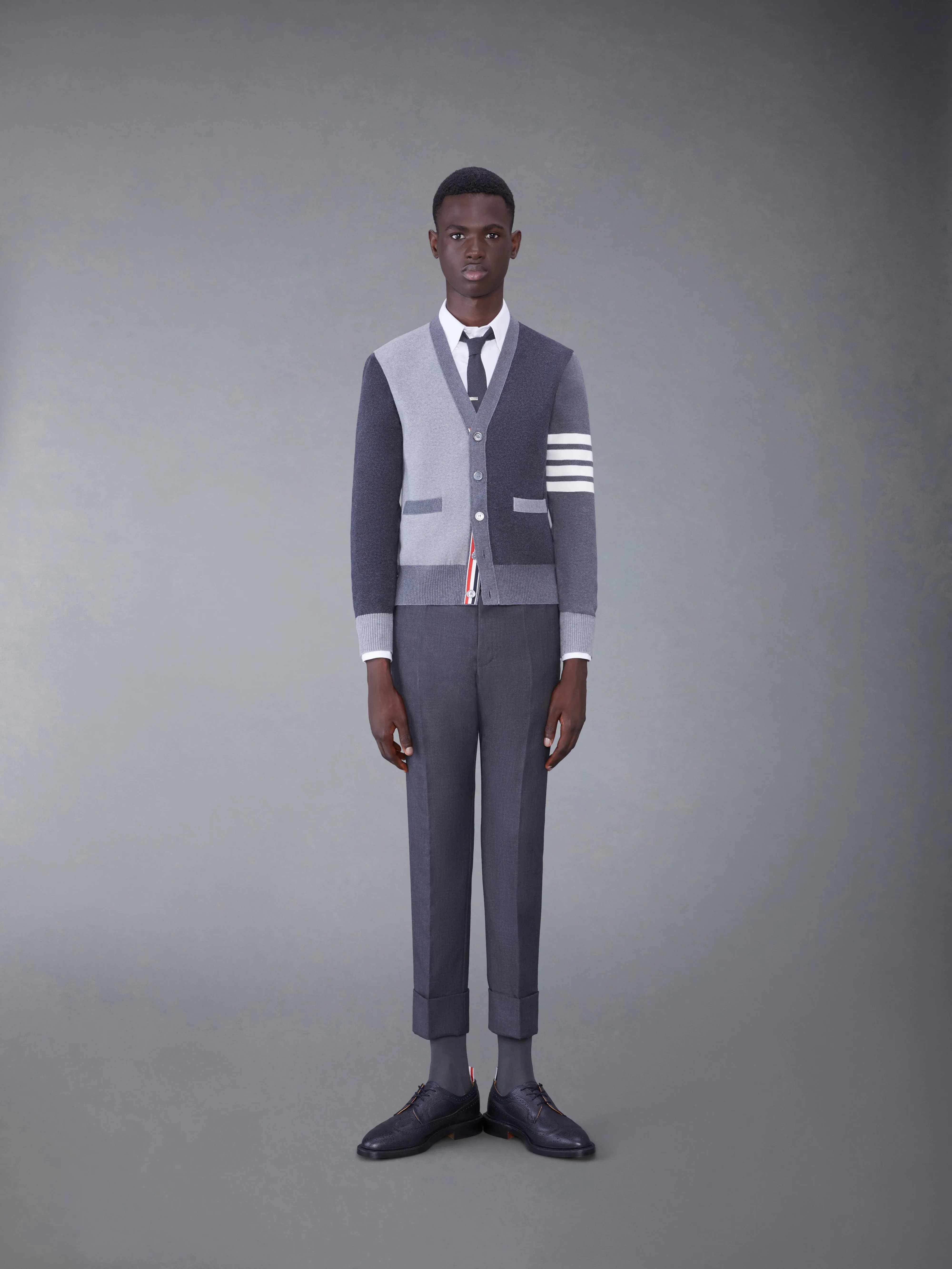 FUNMIX COTTON CREPE MILANO STITCH 4-BAR CARDIGAN sold by Thom Browne product image thumbnail 3