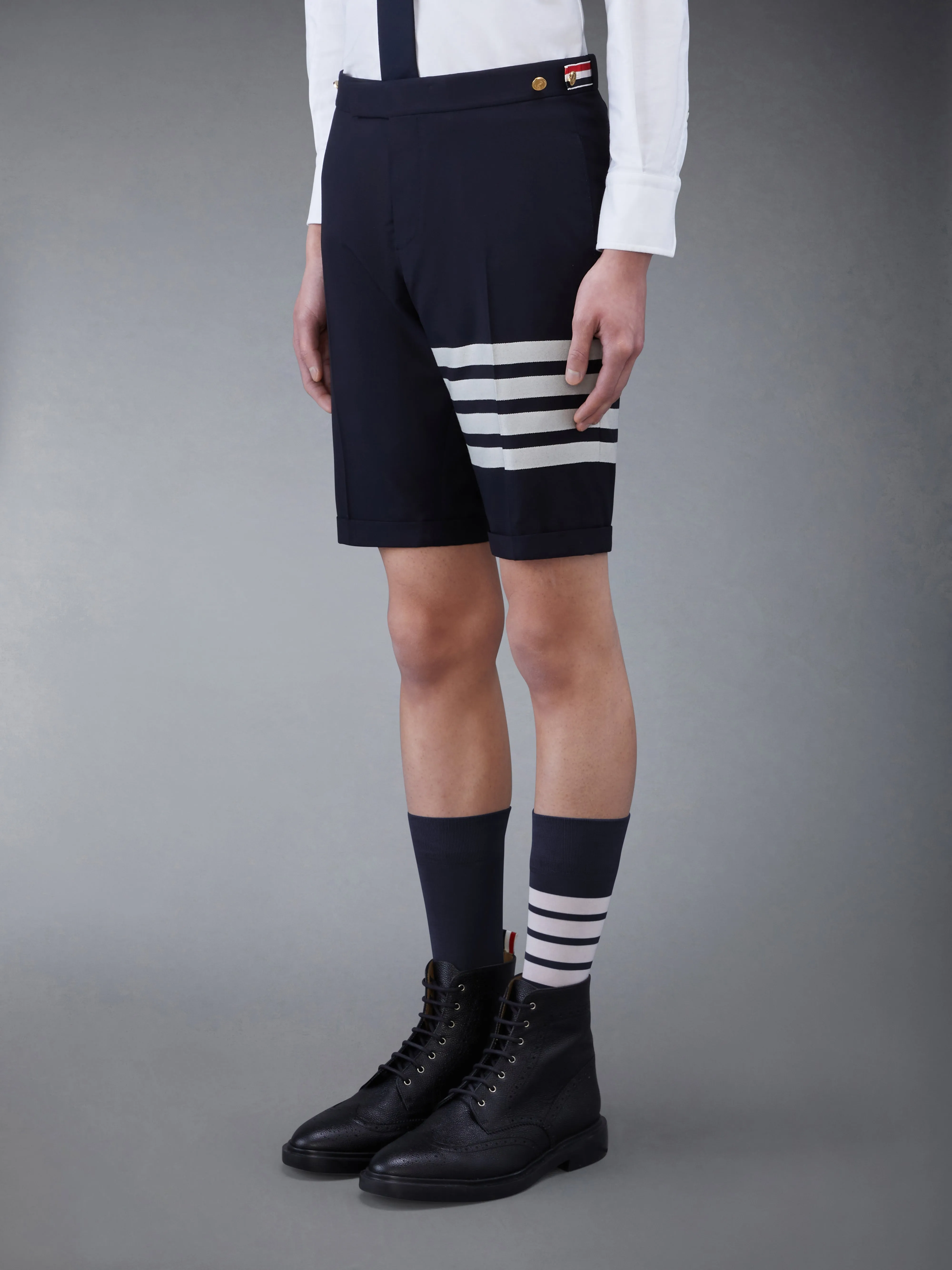 PLAIN WEAVE 4-BAR LOW RISE SHORTS sold by Thom Browne product image thumbnail 2