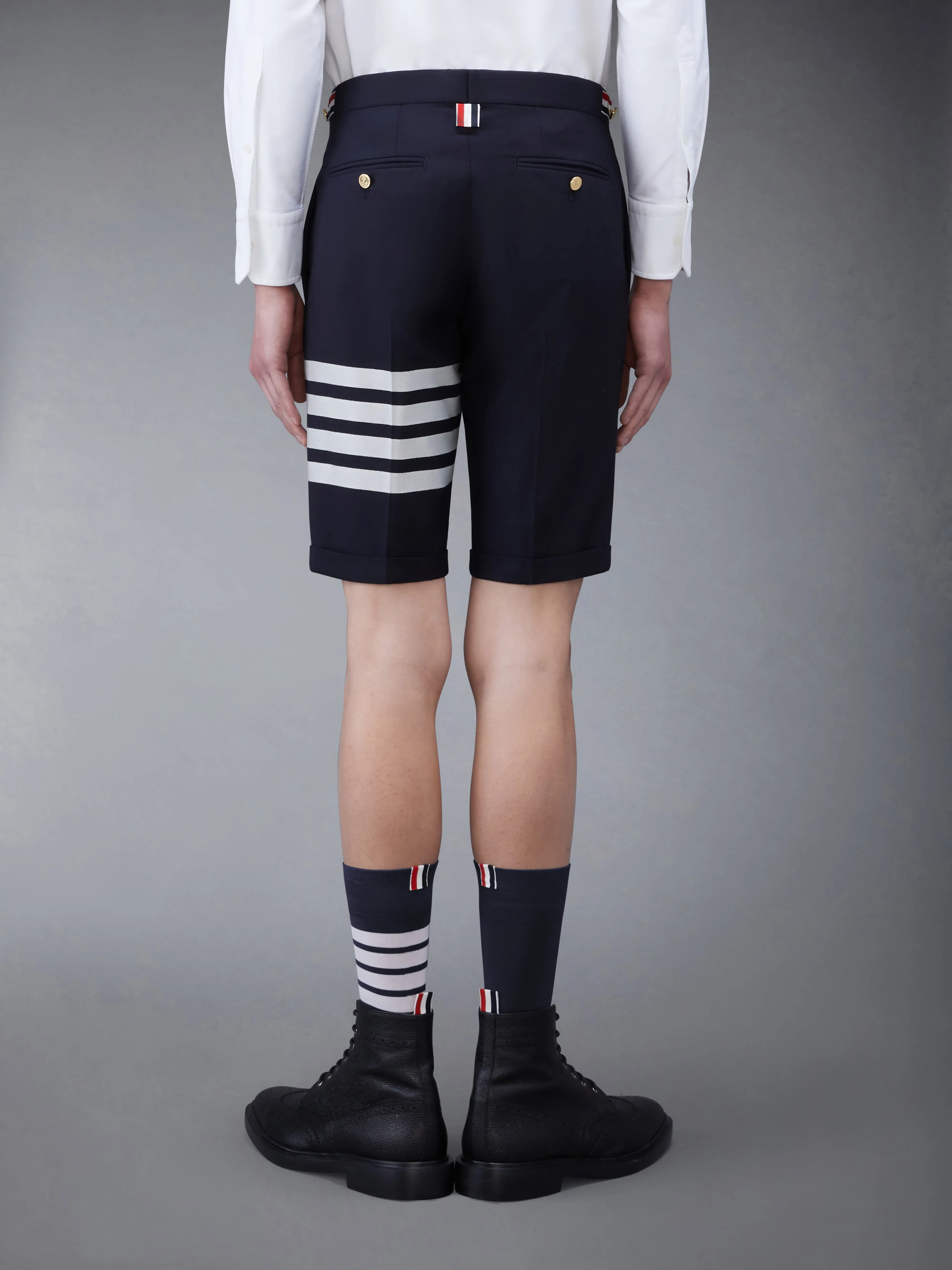 PLAIN WEAVE 4-BAR LOW RISE SHORTS sold by Thom Browne product image thumbnail 3