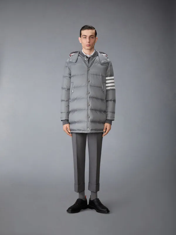 MATTE FINISH NYLON DOWN FILL 4-BAR HOOD COAT sold by Thom Browne