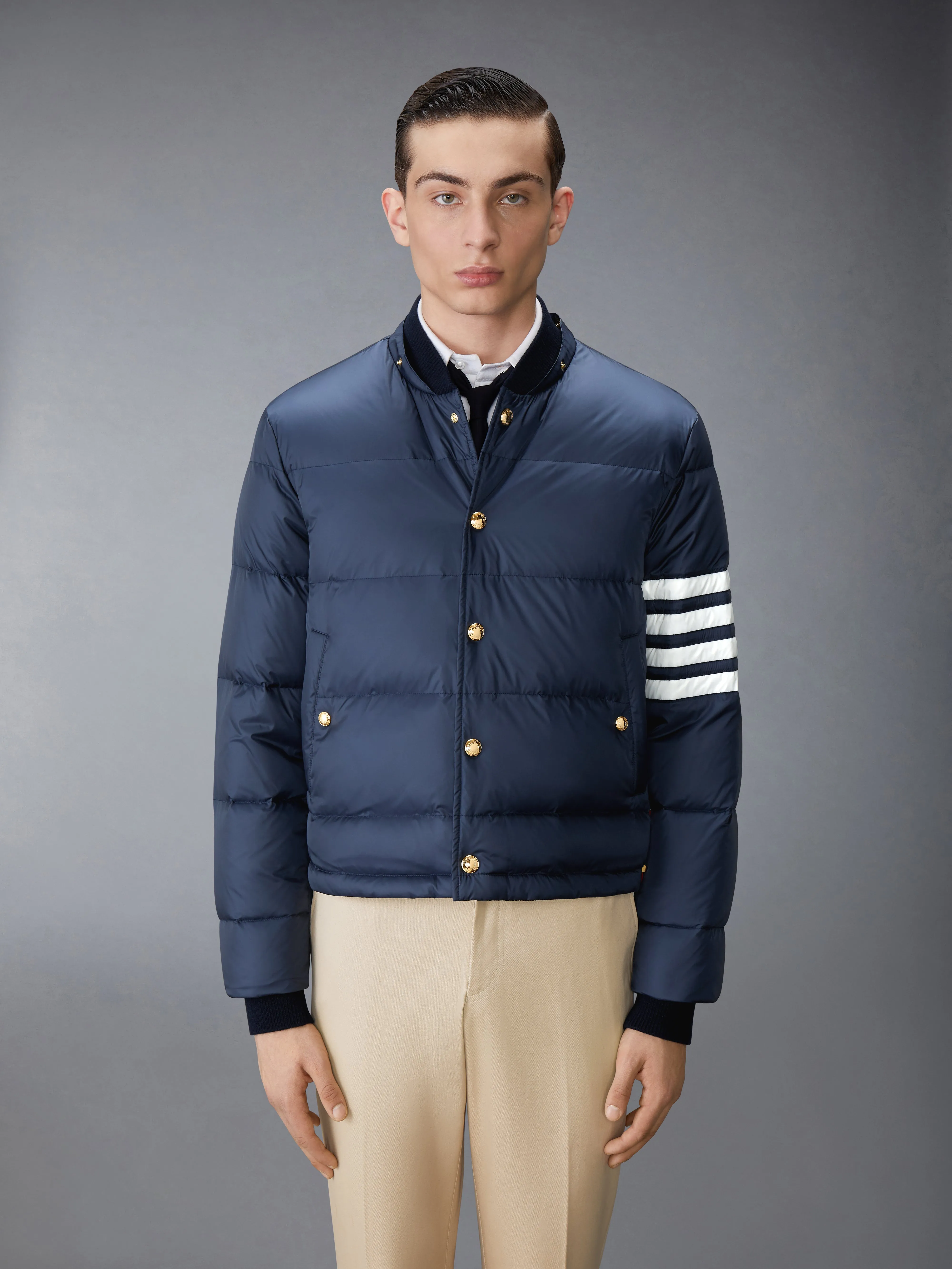 MATTE FINISH NYLON DOWN FILL 4-BAR HOOD BOMBER sold by Thom Browne product image thumbnail 2