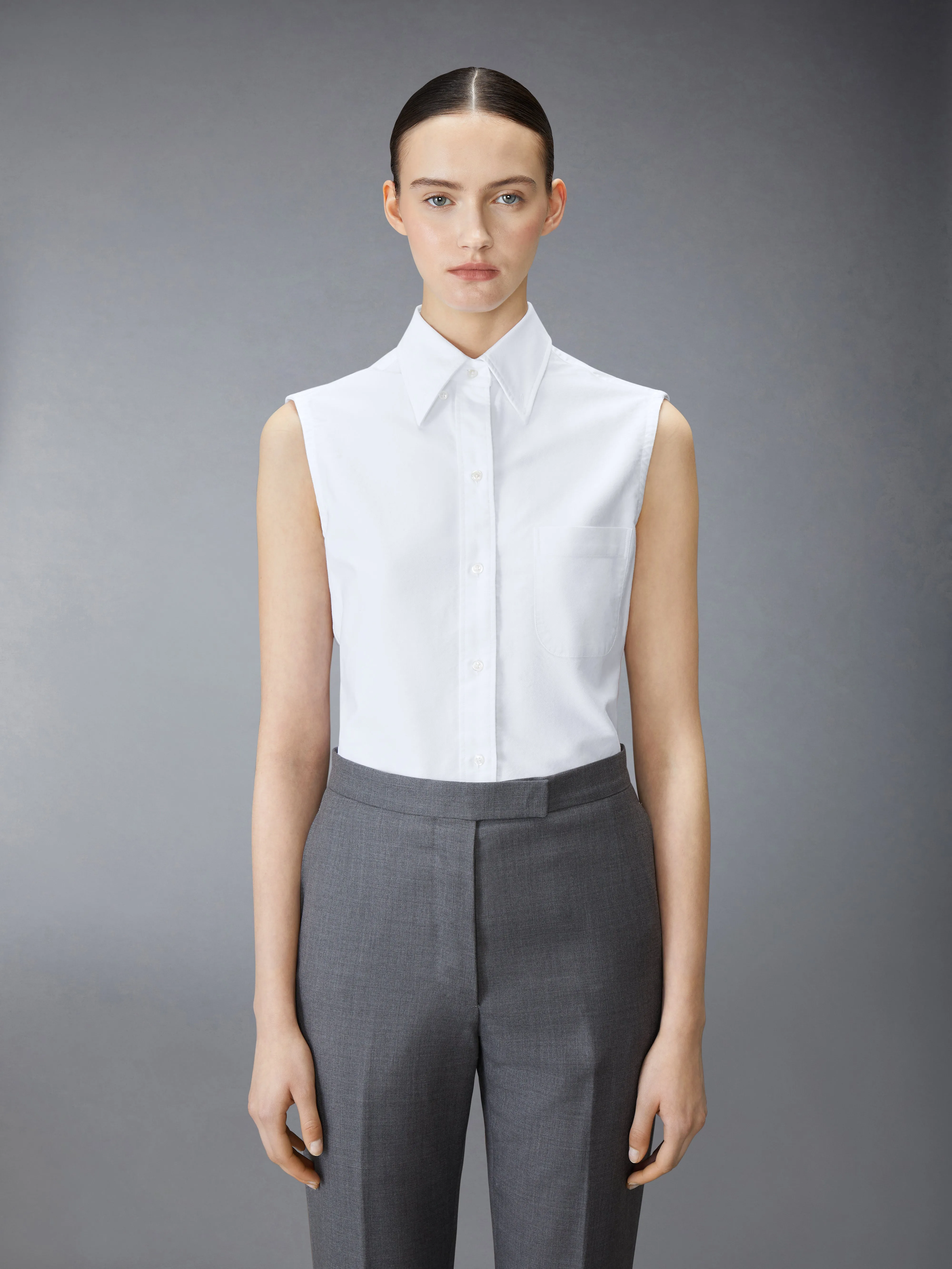 OXFORD CLASSIC SLEEVELESS SHIRT sold by Thom Browne