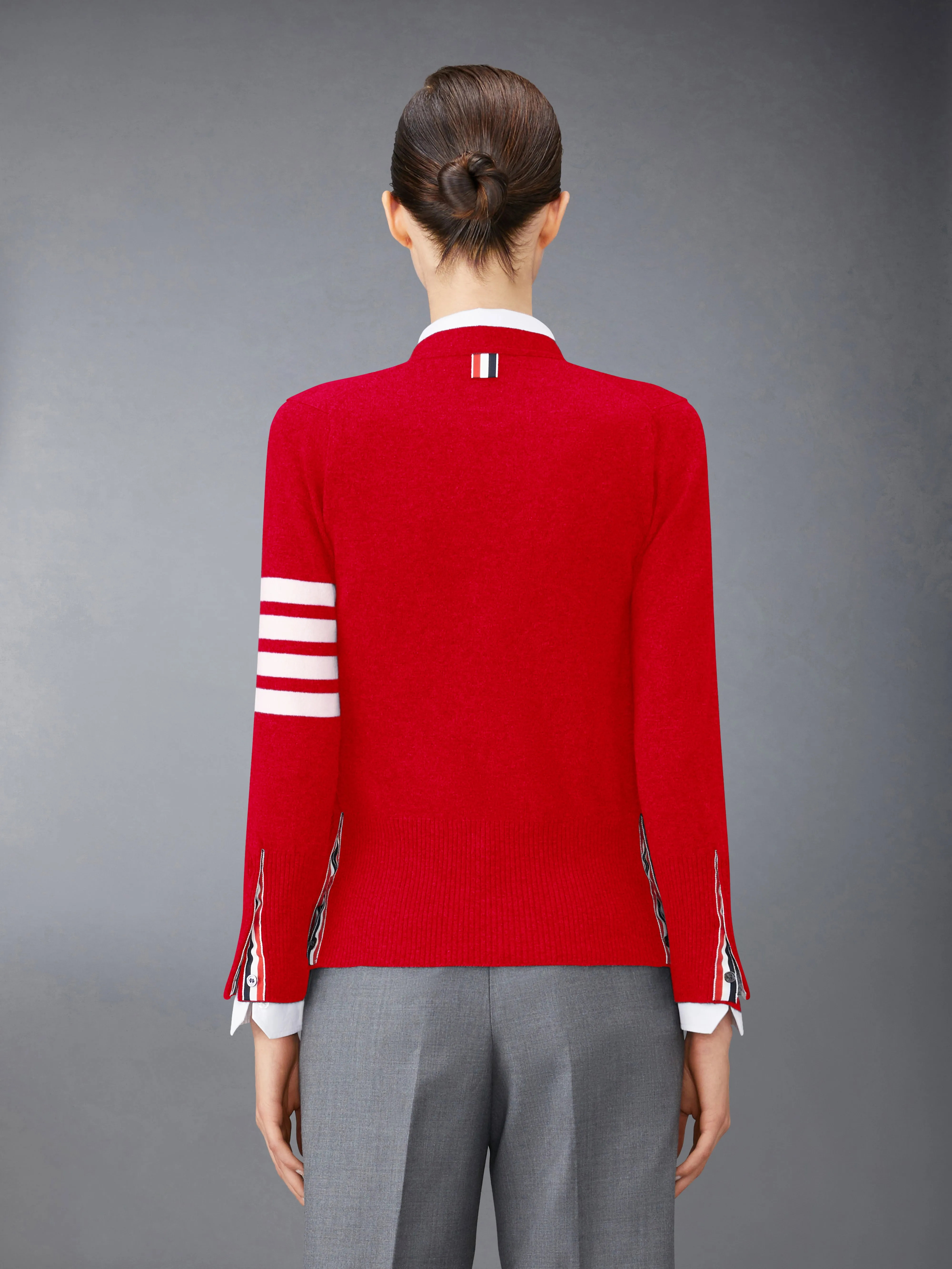 CLASSIC CASHMERE 4-BAR V-NECK CARDIGAN sold by Thom Browne product image thumbnail 2