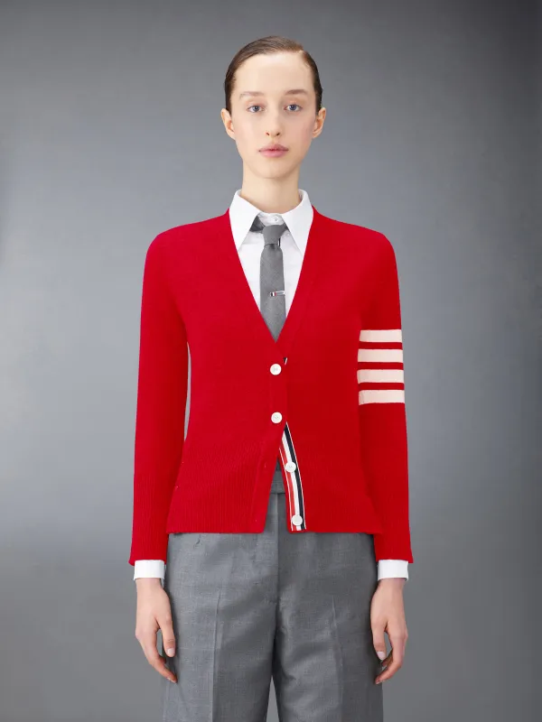 CLASSIC CASHMERE 4-BAR V-NECK CARDIGAN sold by Thom Browne