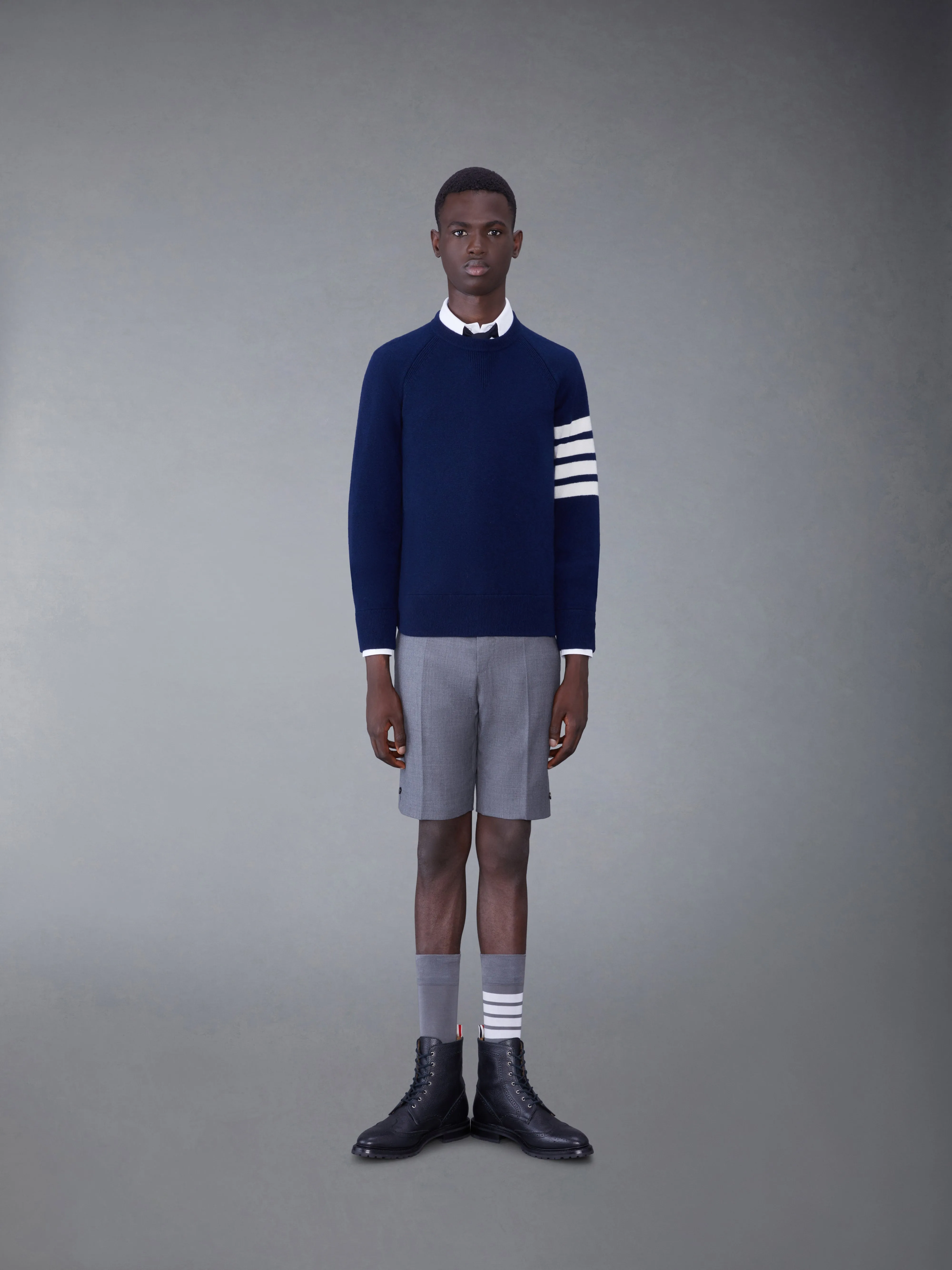 FRENCH TERRY CASHMERE 4-BAR CREWNECK PULLOVER sold by Thom Browne product image thumbnail 3