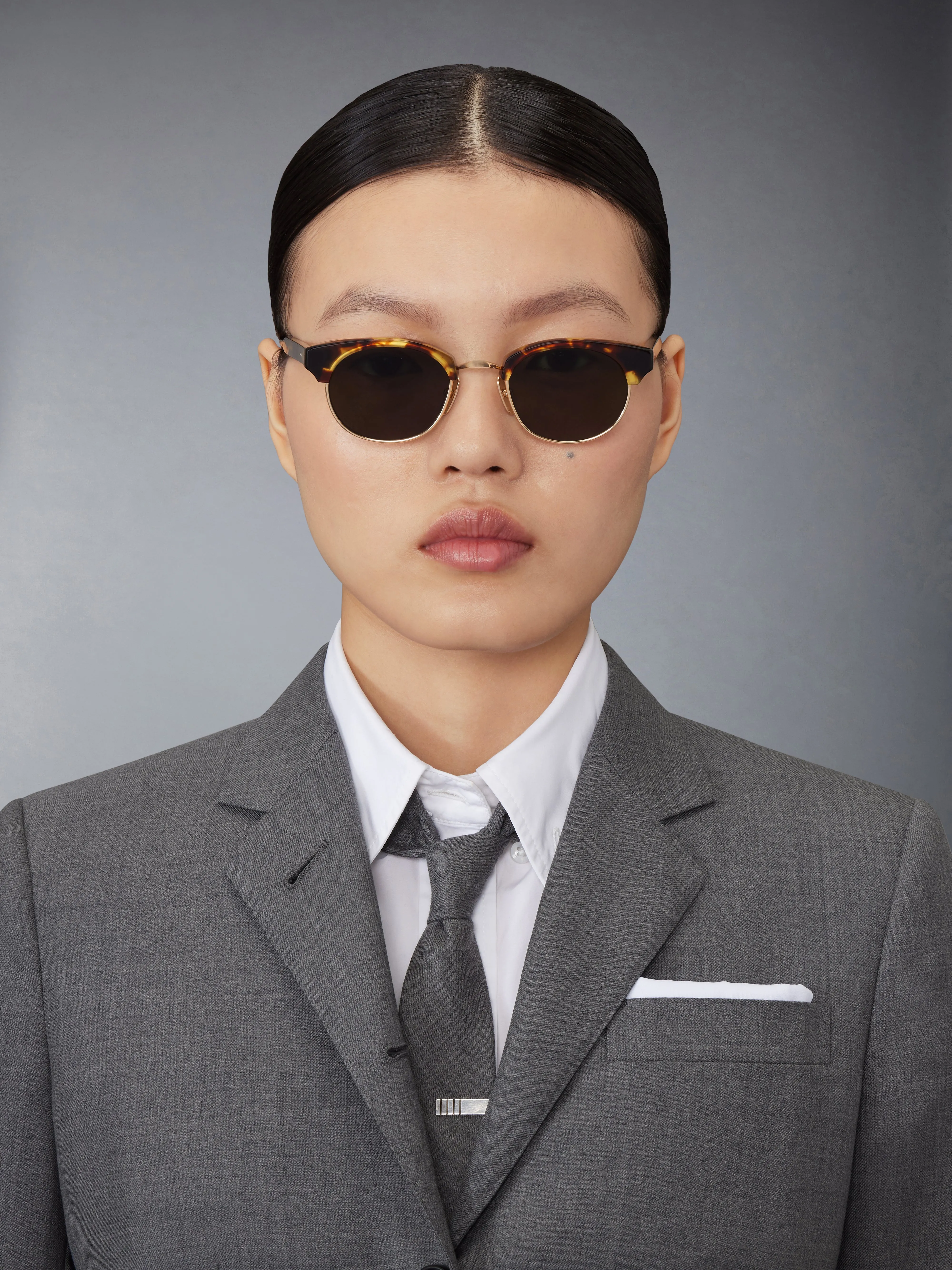 ACETATE AND TITANIUM OVAL SUNGLASSES sold by Thom Browne product image thumbnail 2