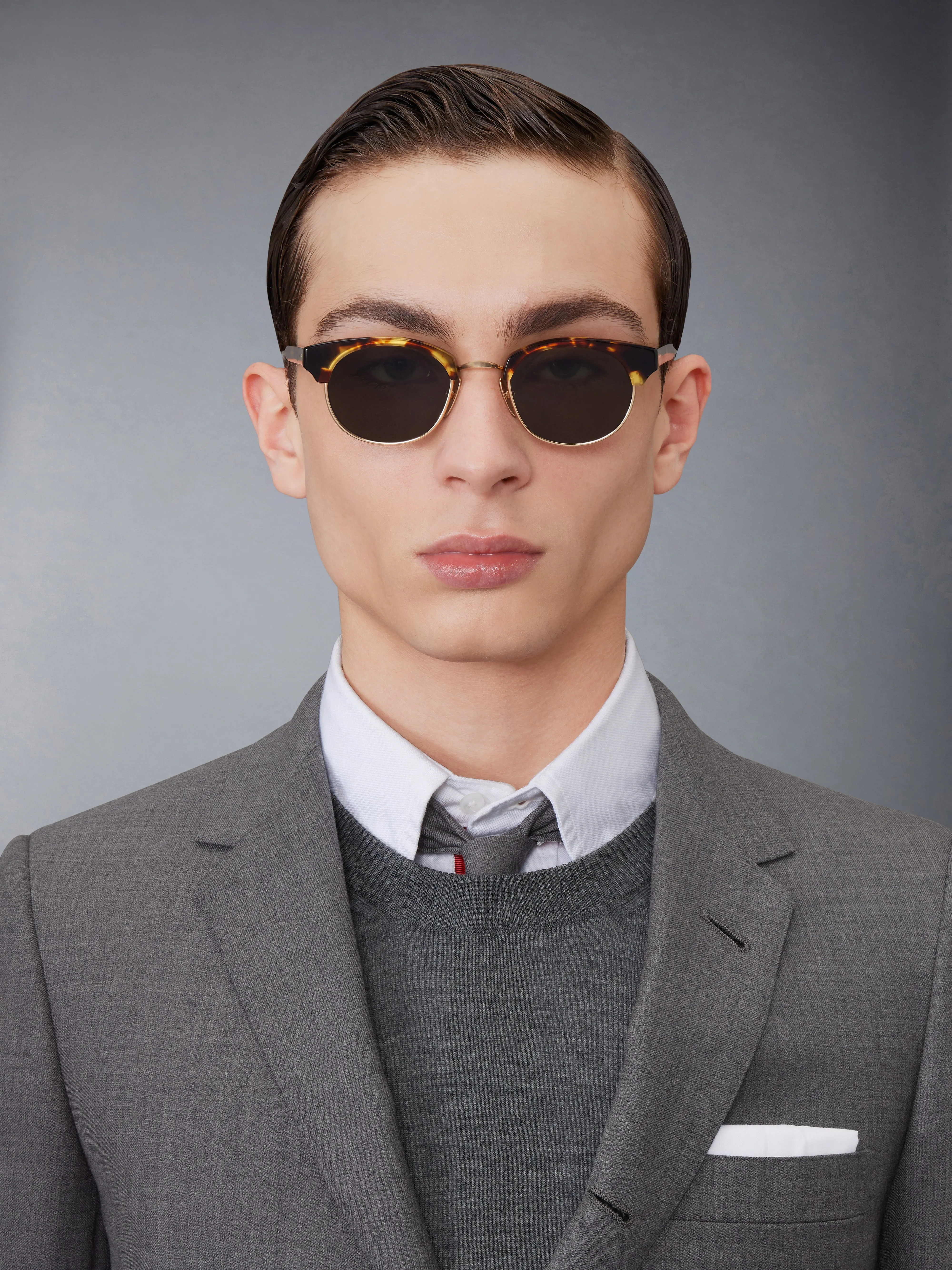 ACETATE AND TITANIUM OVAL SUNGLASSES sold by Thom Browne product image thumbnail 3