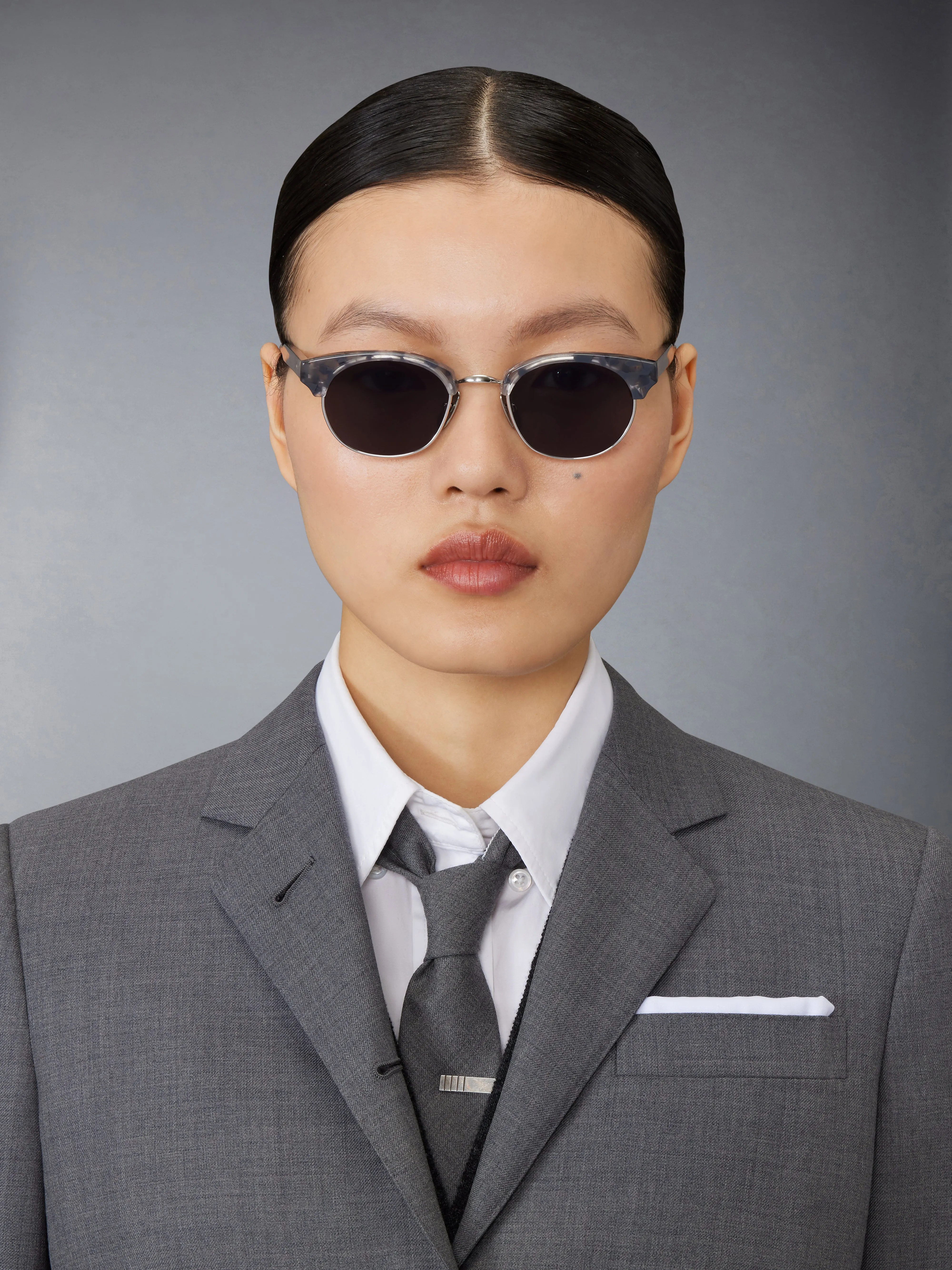 ACETATE AND TITANIUM OVAL SUNGLASSES sold by Thom Browne product image thumbnail 3