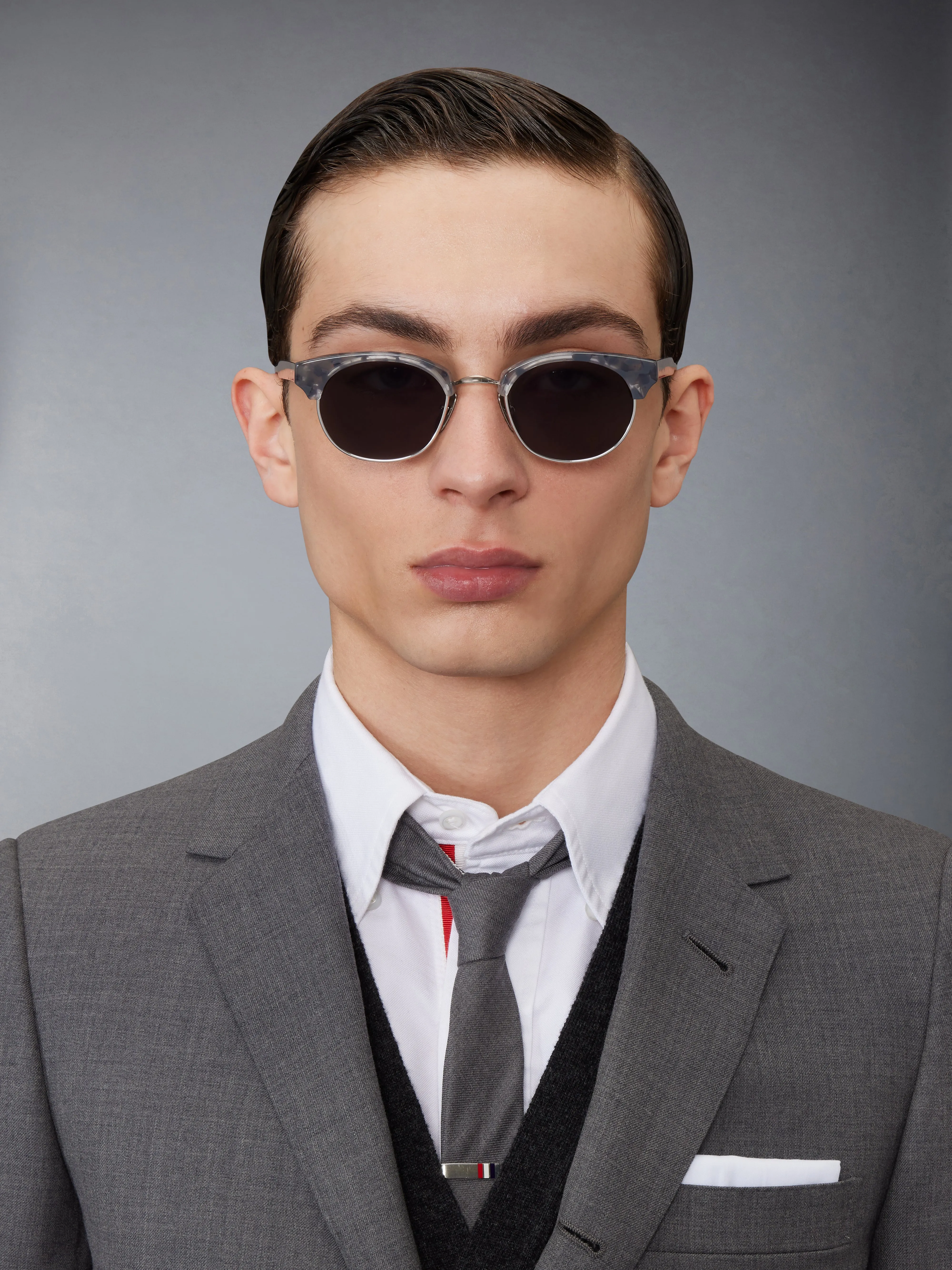 ACETATE AND TITANIUM OVAL SUNGLASSES sold by Thom Browne product image thumbnail 2