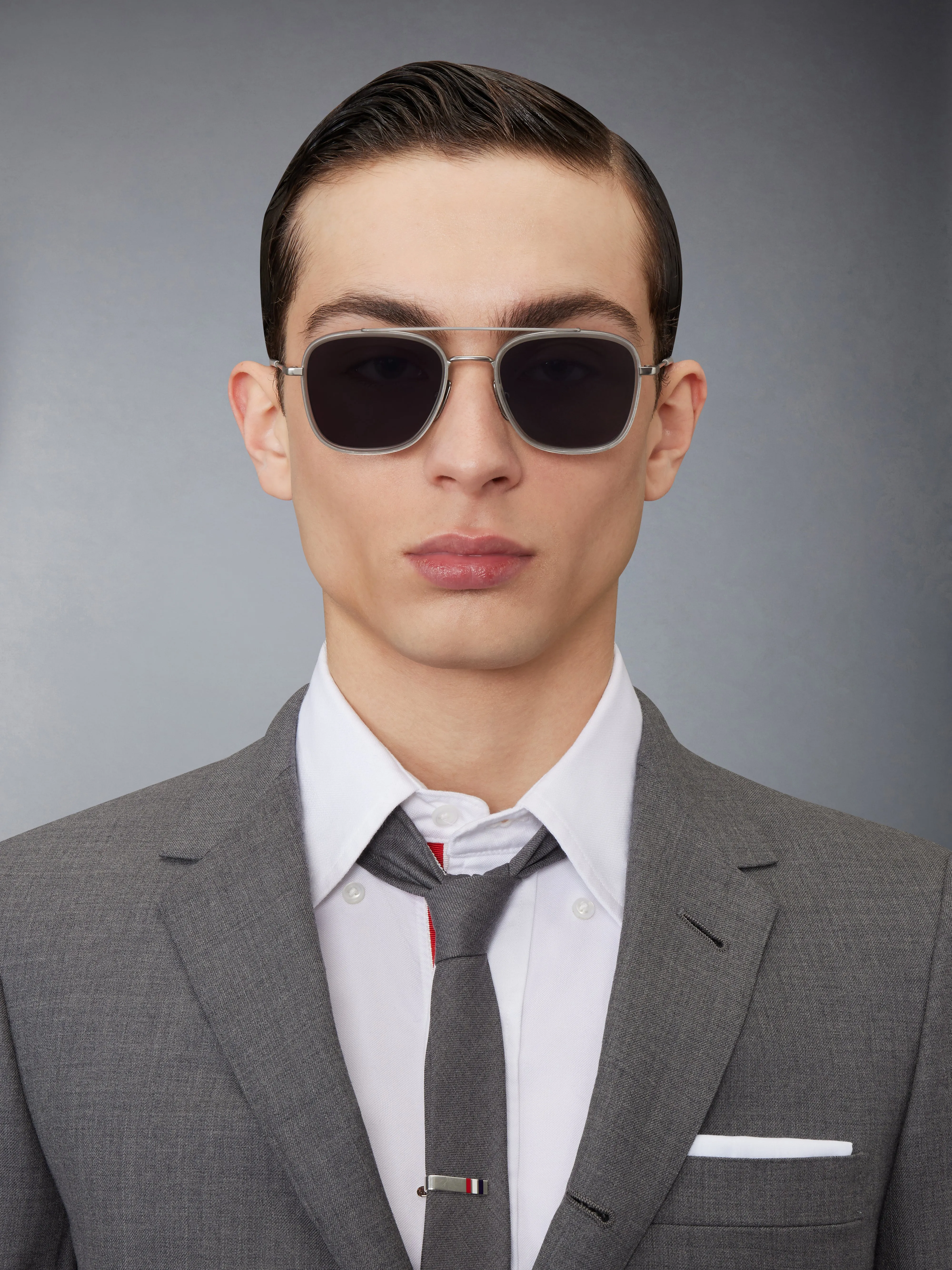 ACETATE AND TITANIUM RECTANGULAR AVIATOR SUNGLASSES sold by Thom Browne product image thumbnail 3