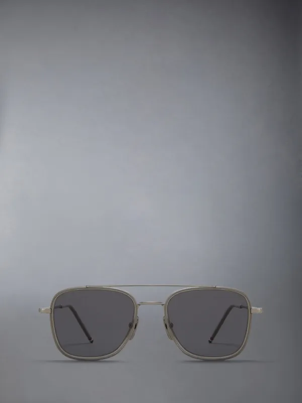 ACETATE AND TITANIUM RECTANGULAR AVIATOR SUNGLASSES sold by Thom Browne