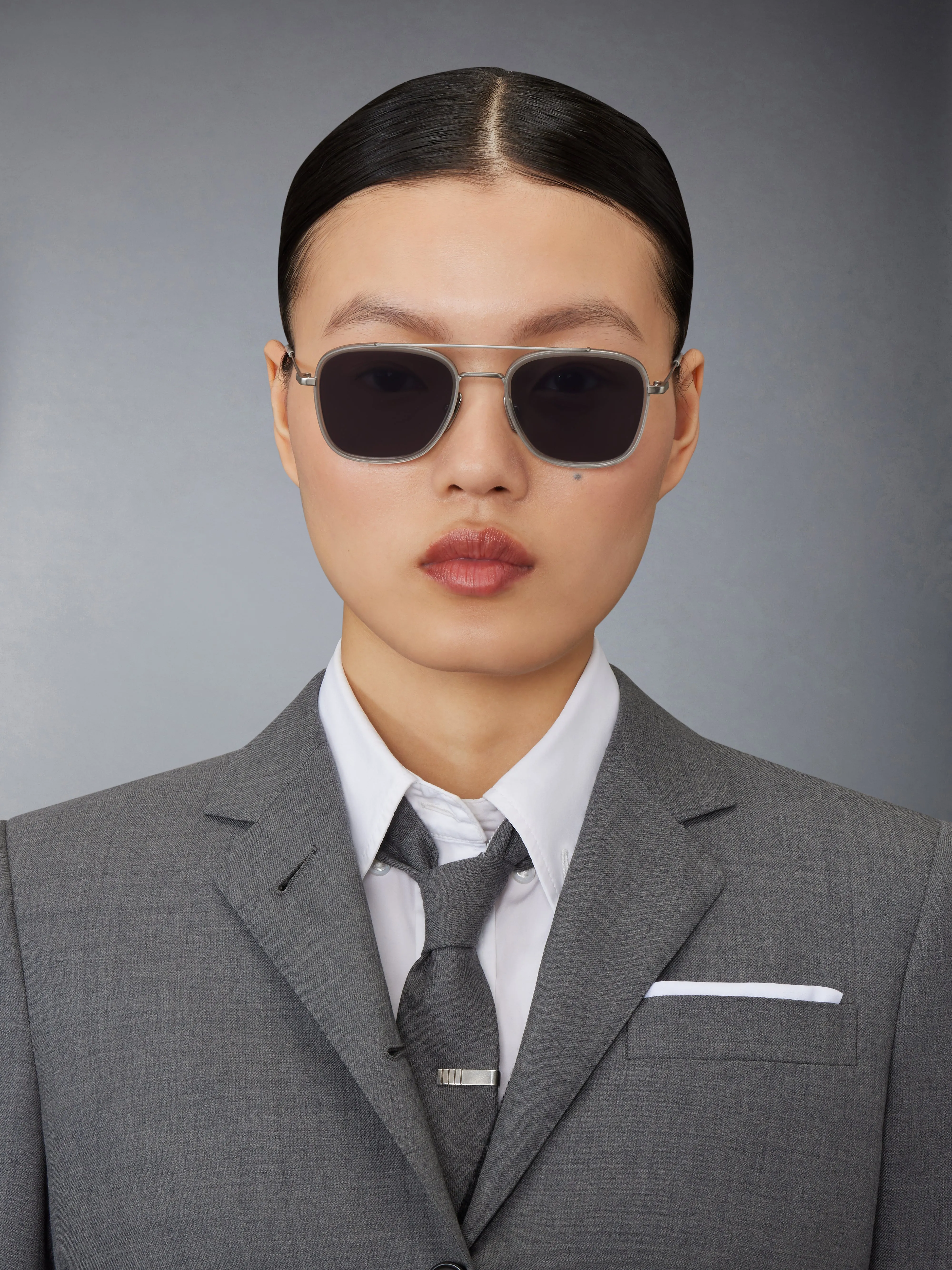 ACETATE AND TITANIUM RECTANGULAR AVIATOR SUNGLASSES sold by Thom Browne product image thumbnail 2