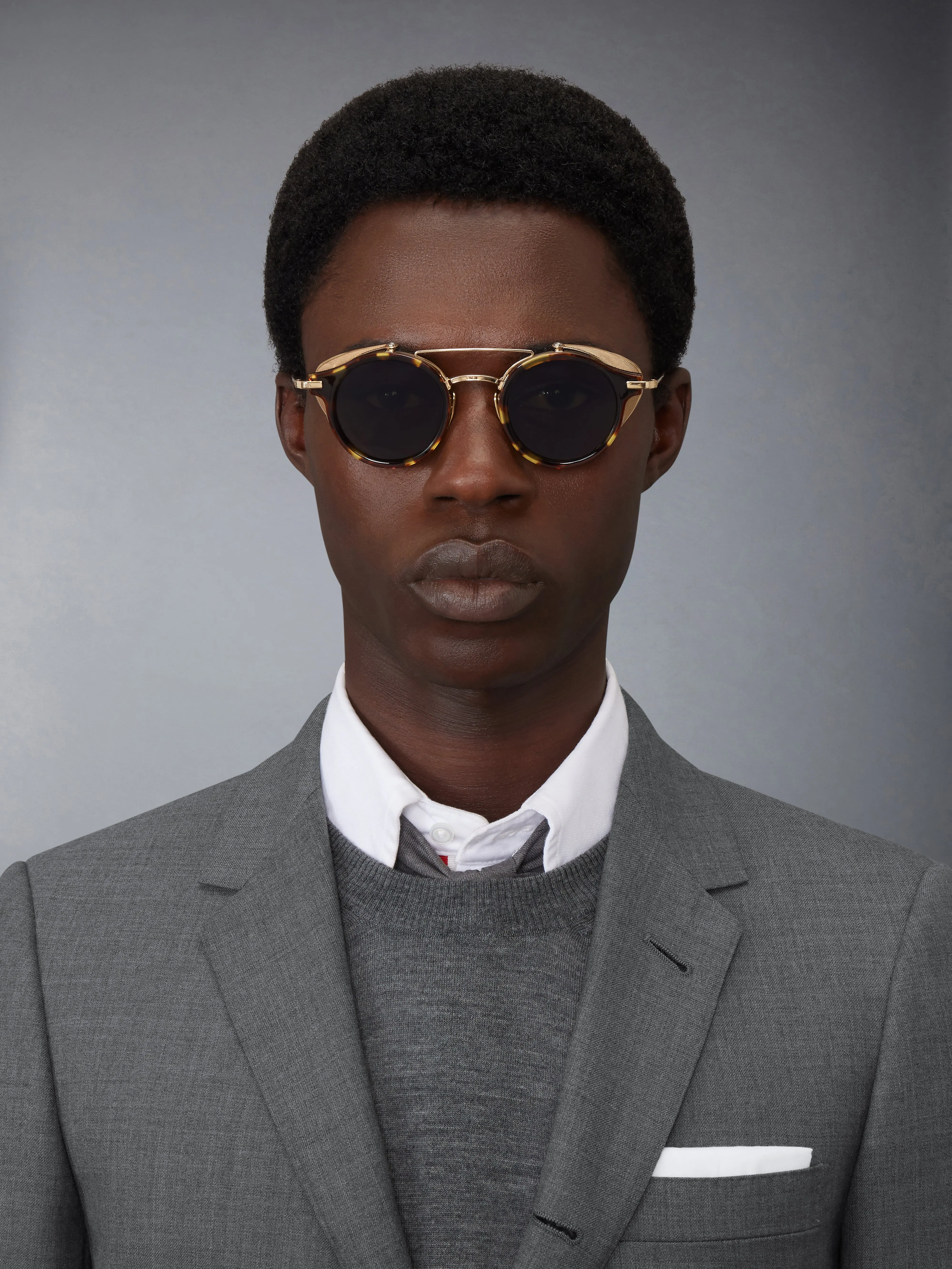 ACETATE AND TITANIUM ROUND SUNGLASSES sold by Thom Browne product image thumbnail 3