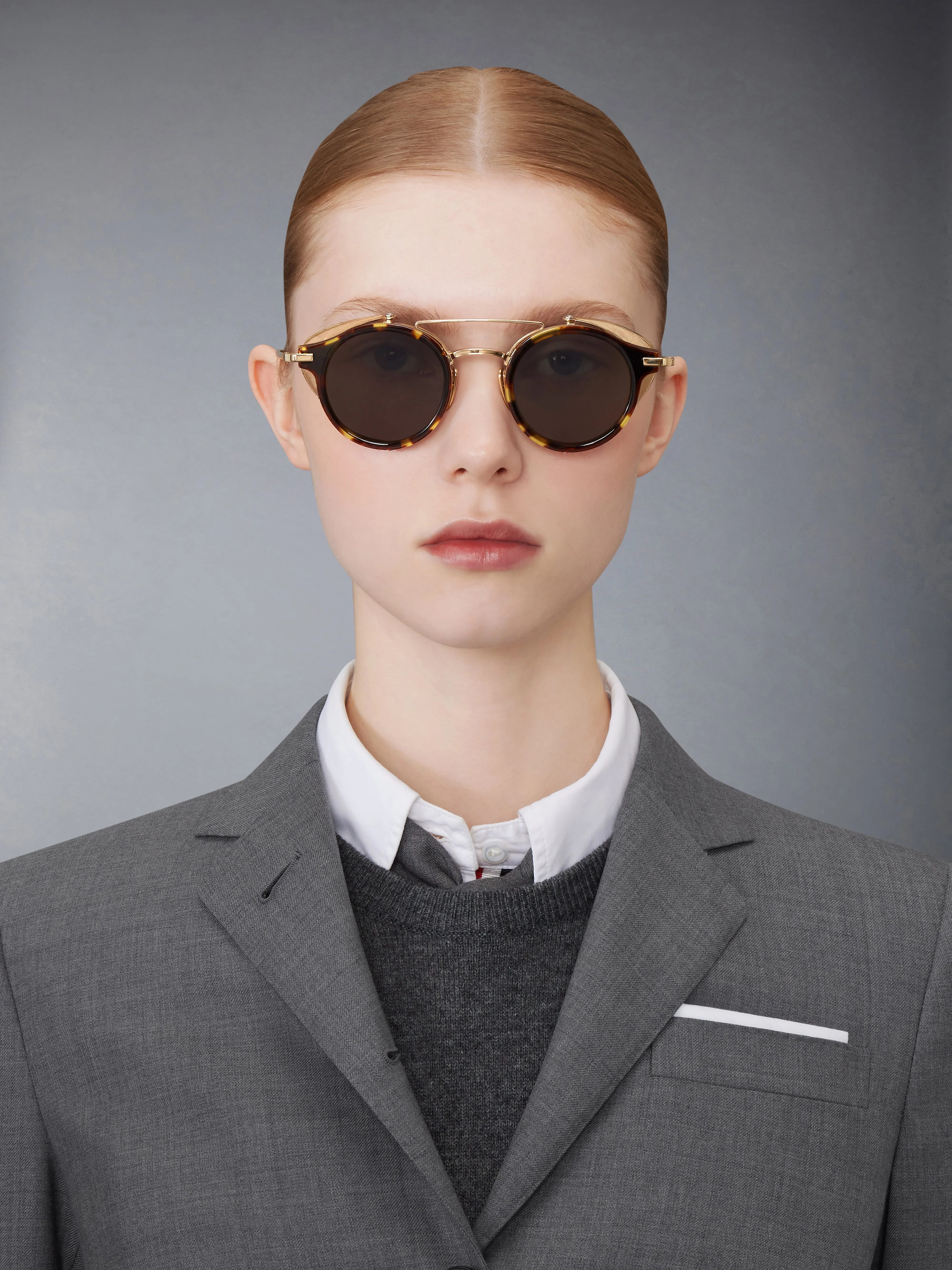 ACETATE AND TITANIUM ROUND SUNGLASSES sold by Thom Browne product image thumbnail 2