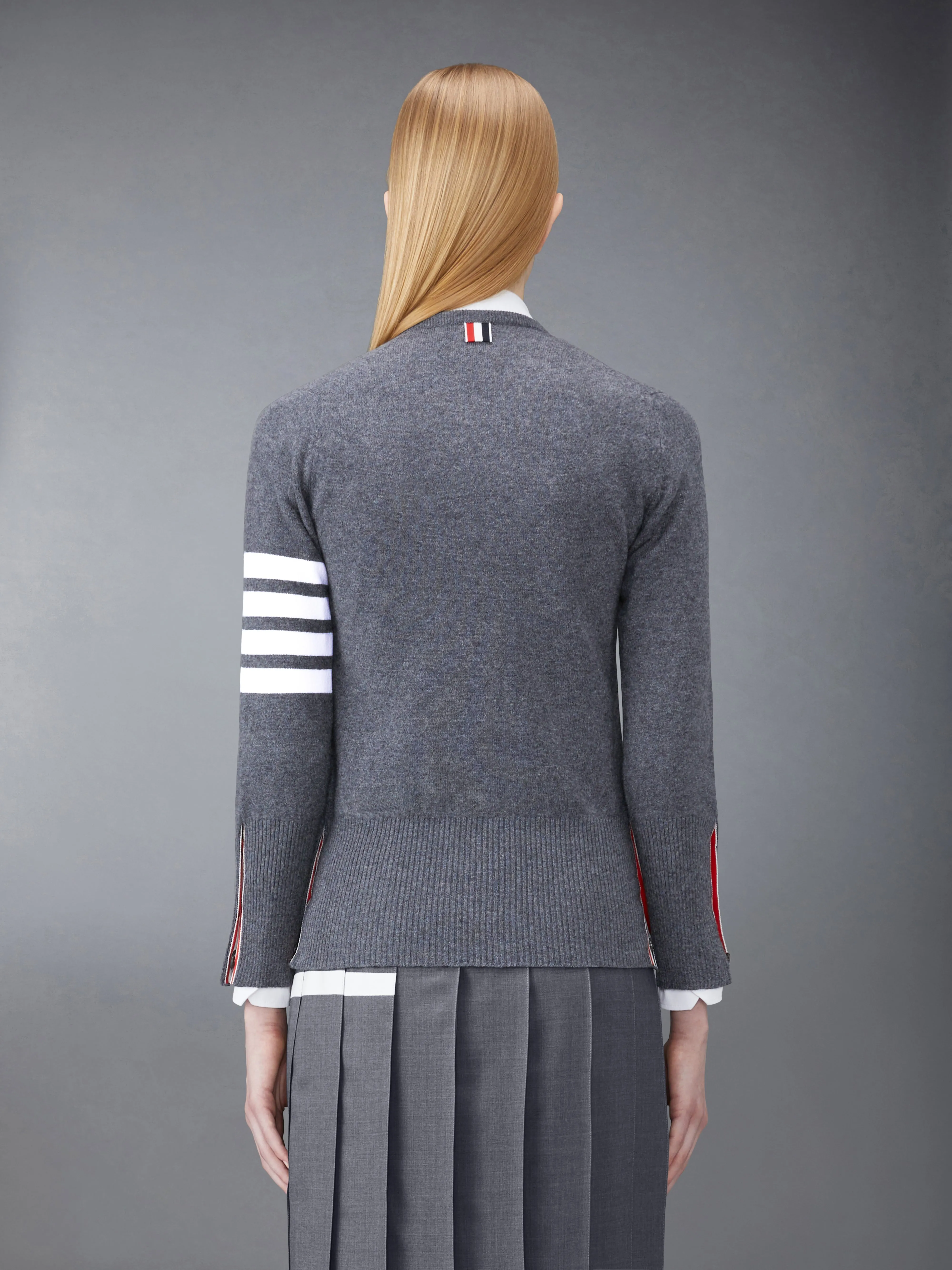 CLASSIC CASHMERE 4-BAR CREW NECK CARDIGAN sold by Thom Browne product image thumbnail 2