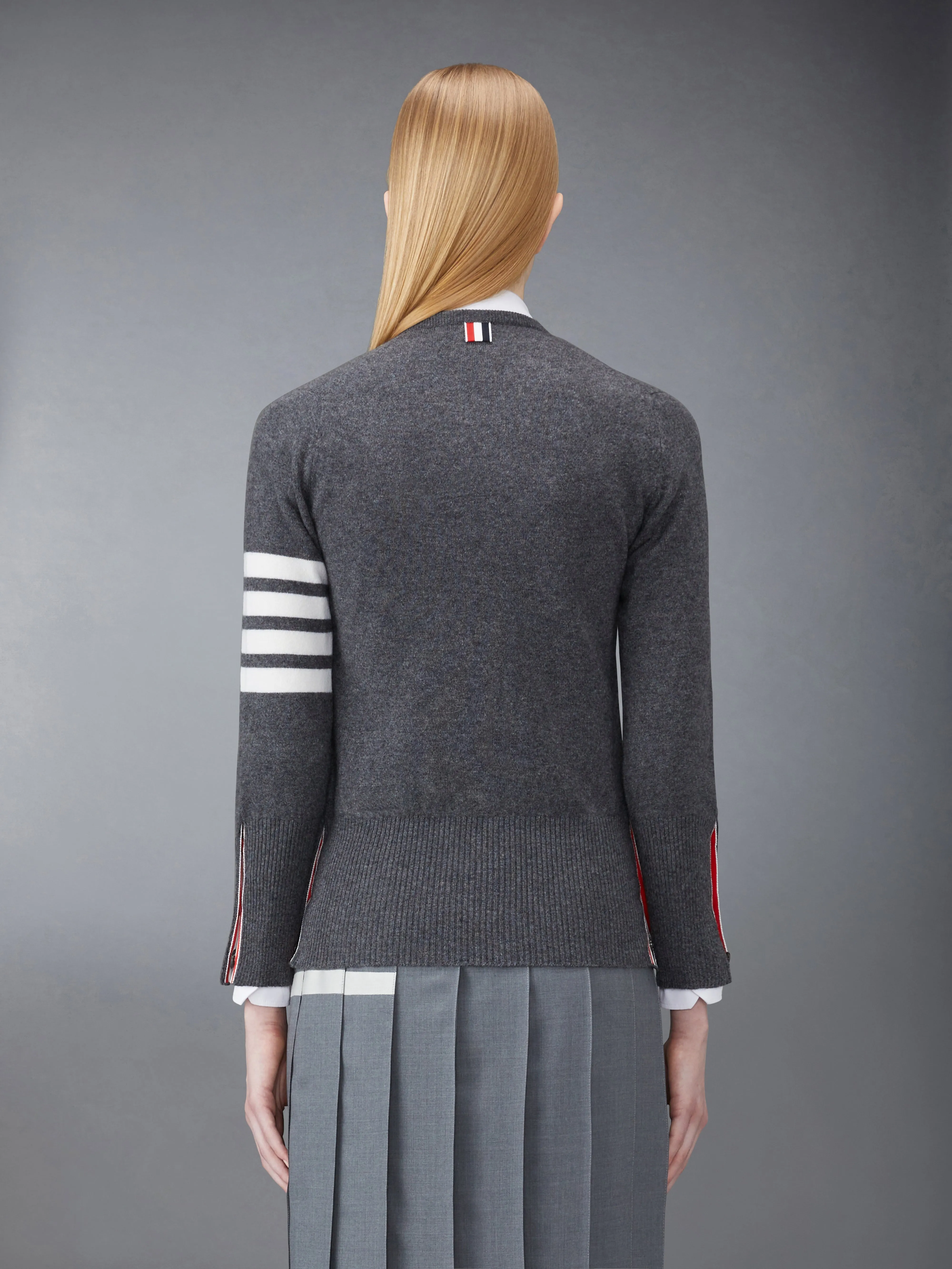 CLASSIC CASHMERE 4-BAR CREW NECK CARDIGAN sold by Thom Browne product image thumbnail 2