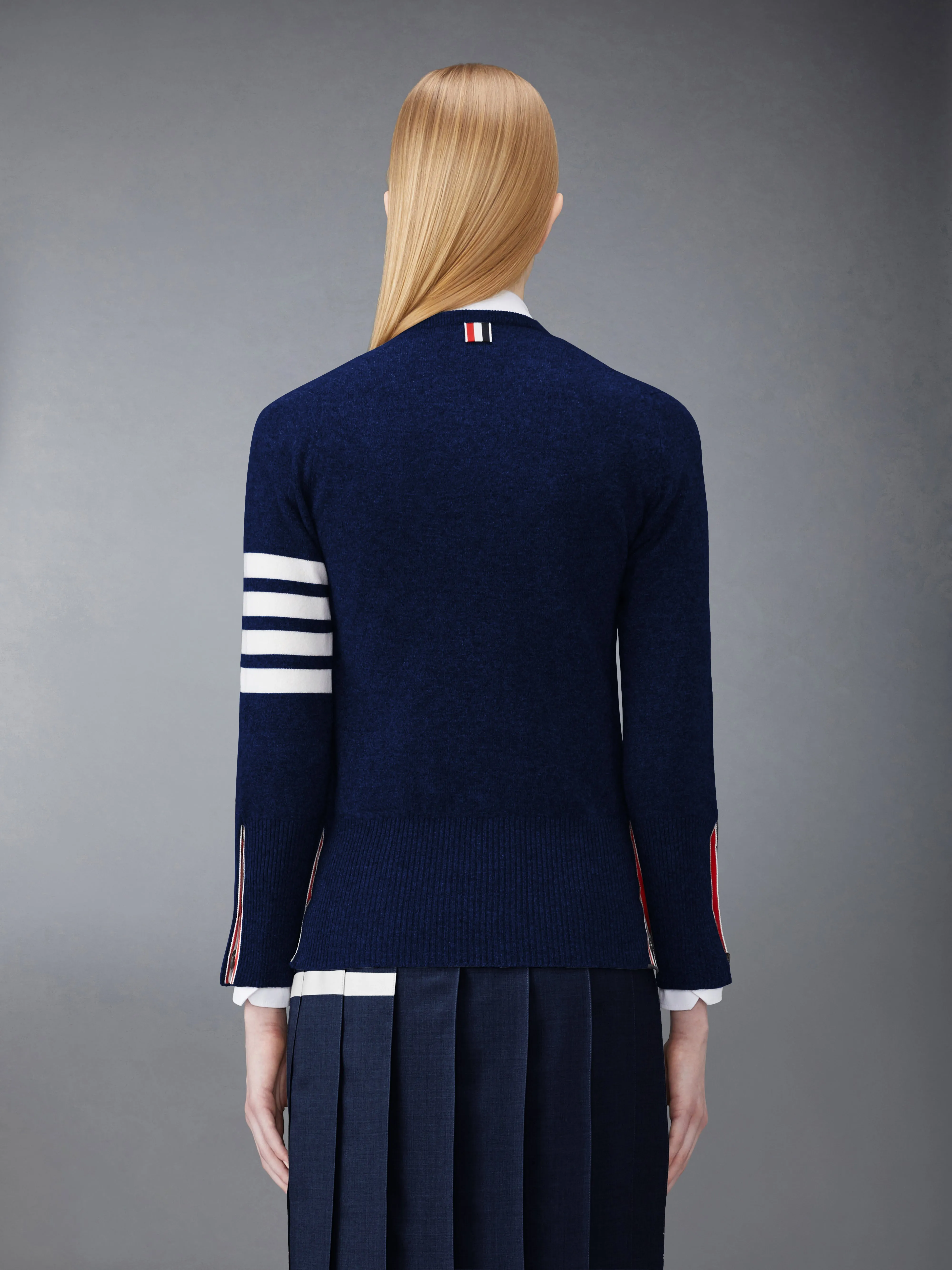 CLASSIC CASHMERE 4-BAR CREW NECK CARDIGAN sold by Thom Browne product image thumbnail 2