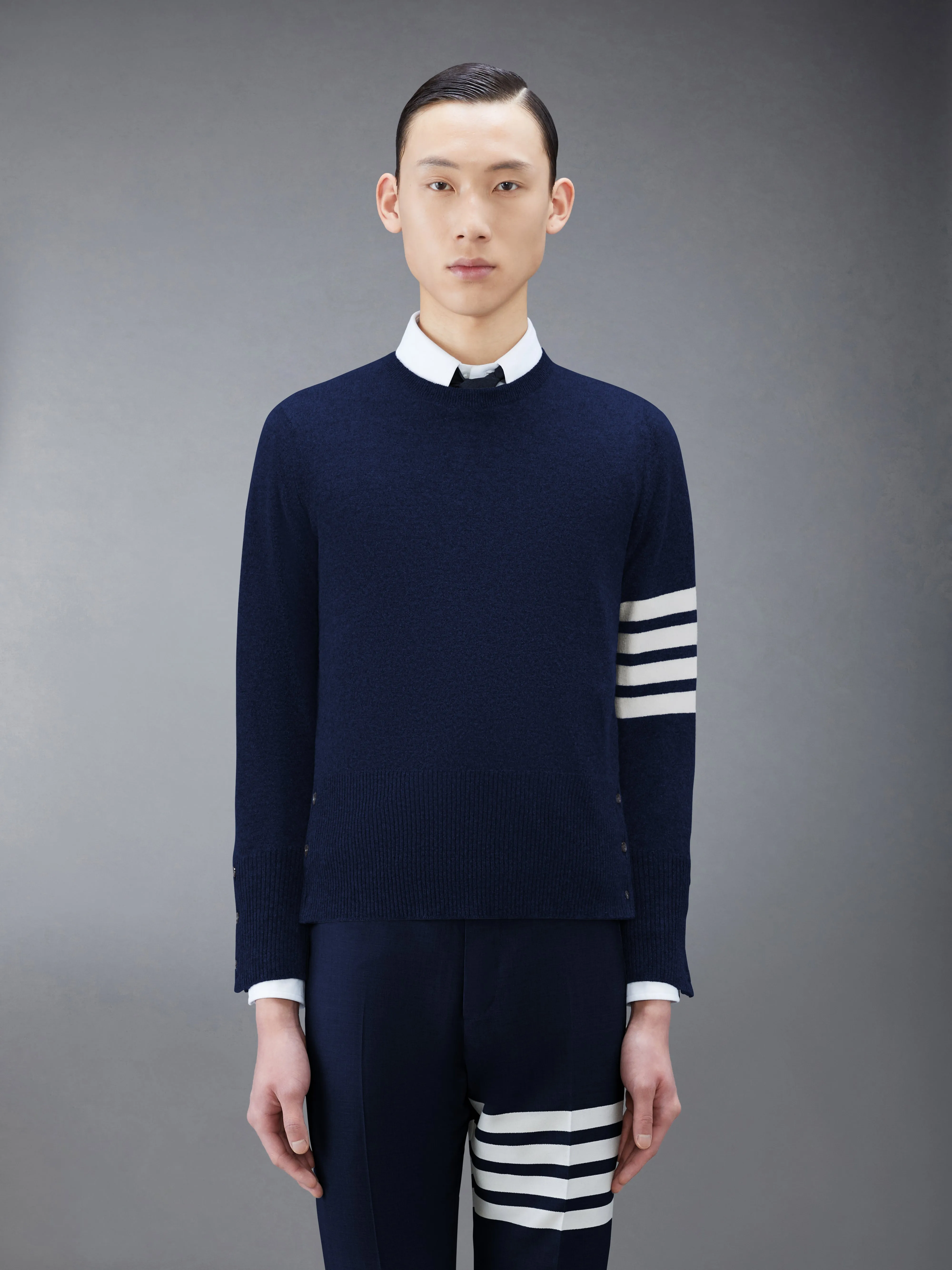 CLASSIC CASHMERE 4-BAR PULLOVER sold by Thom Browne