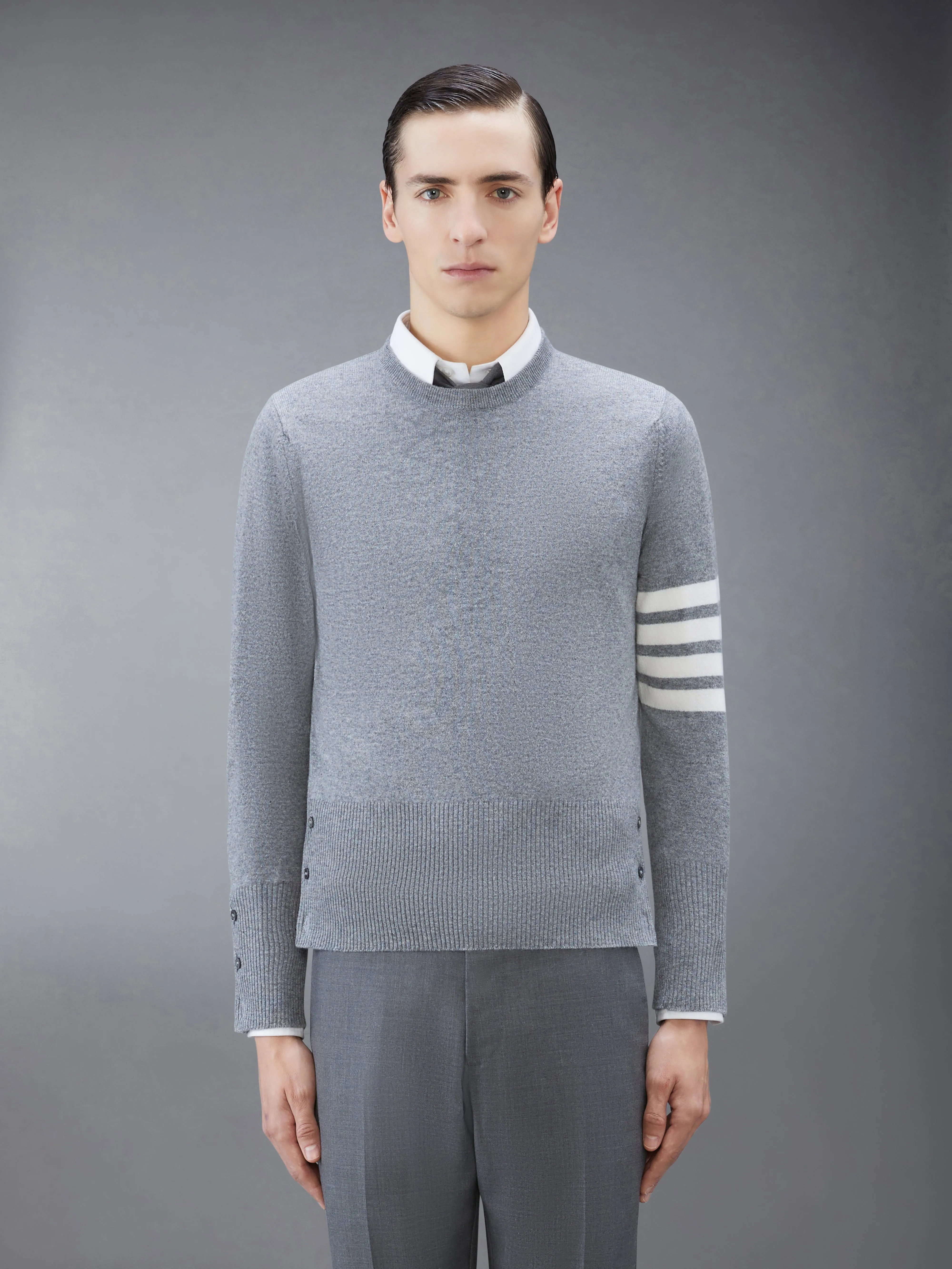 CLASSIC CASHMERE 4-BAR PULLOVER sold by Thom Browne