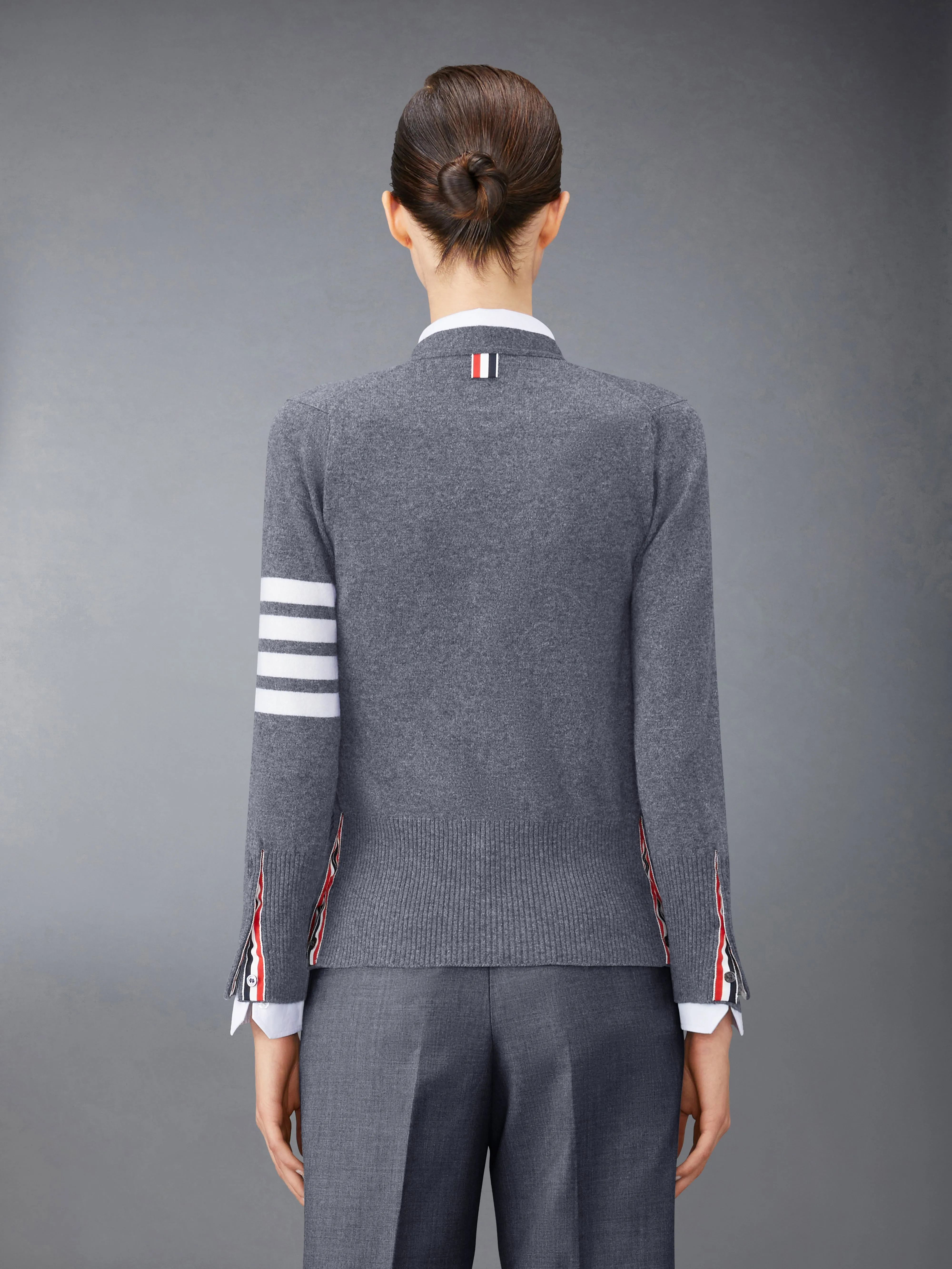 CLASSIC CASHMERE 4-BAR V-NECK CARDIGAN sold by Thom Browne product image thumbnail 2