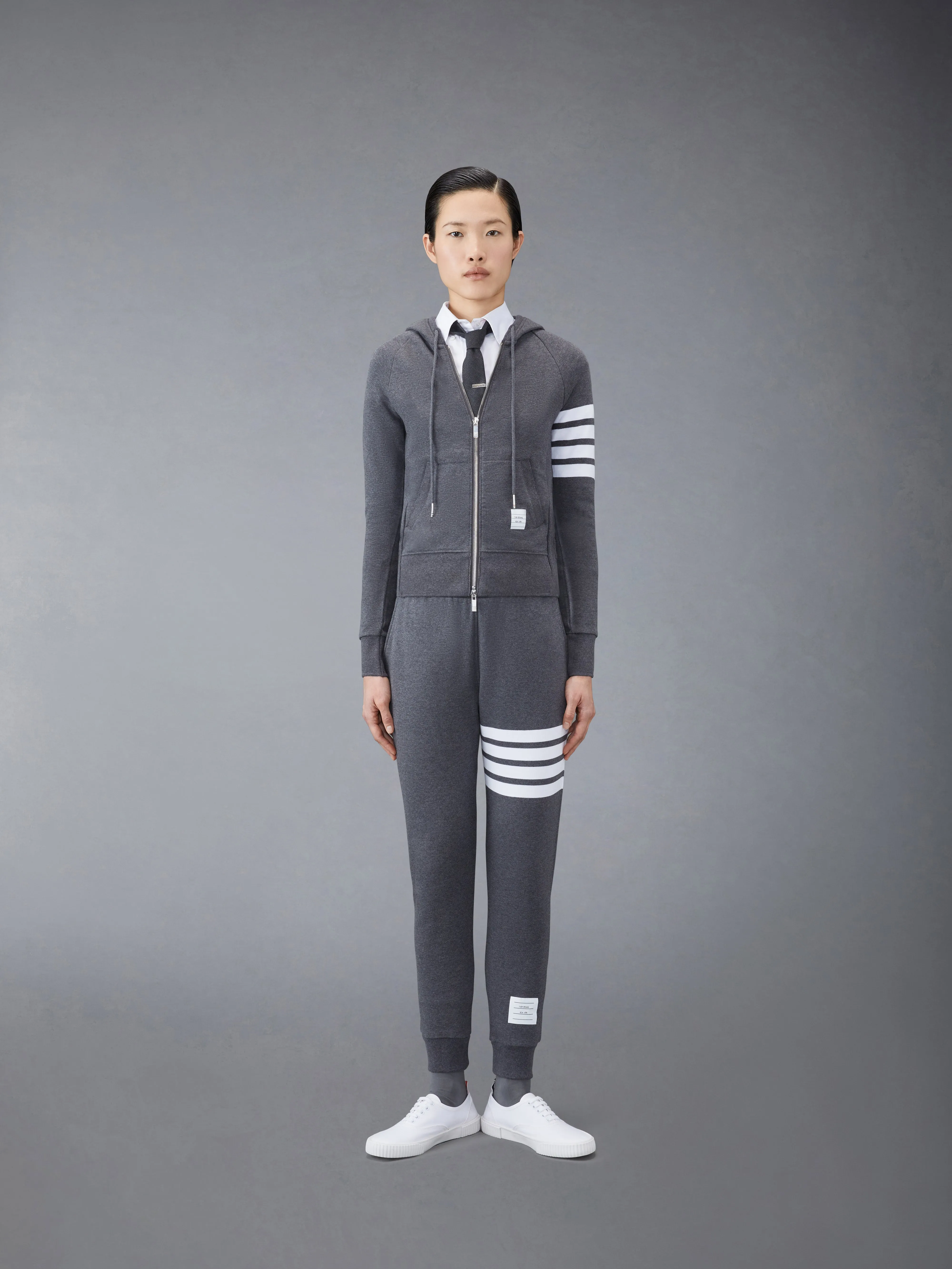 CLASSIC LOOPBACK 4-BAR FULL ZIP HOODIE sold by Thom Browne product image thumbnail 3