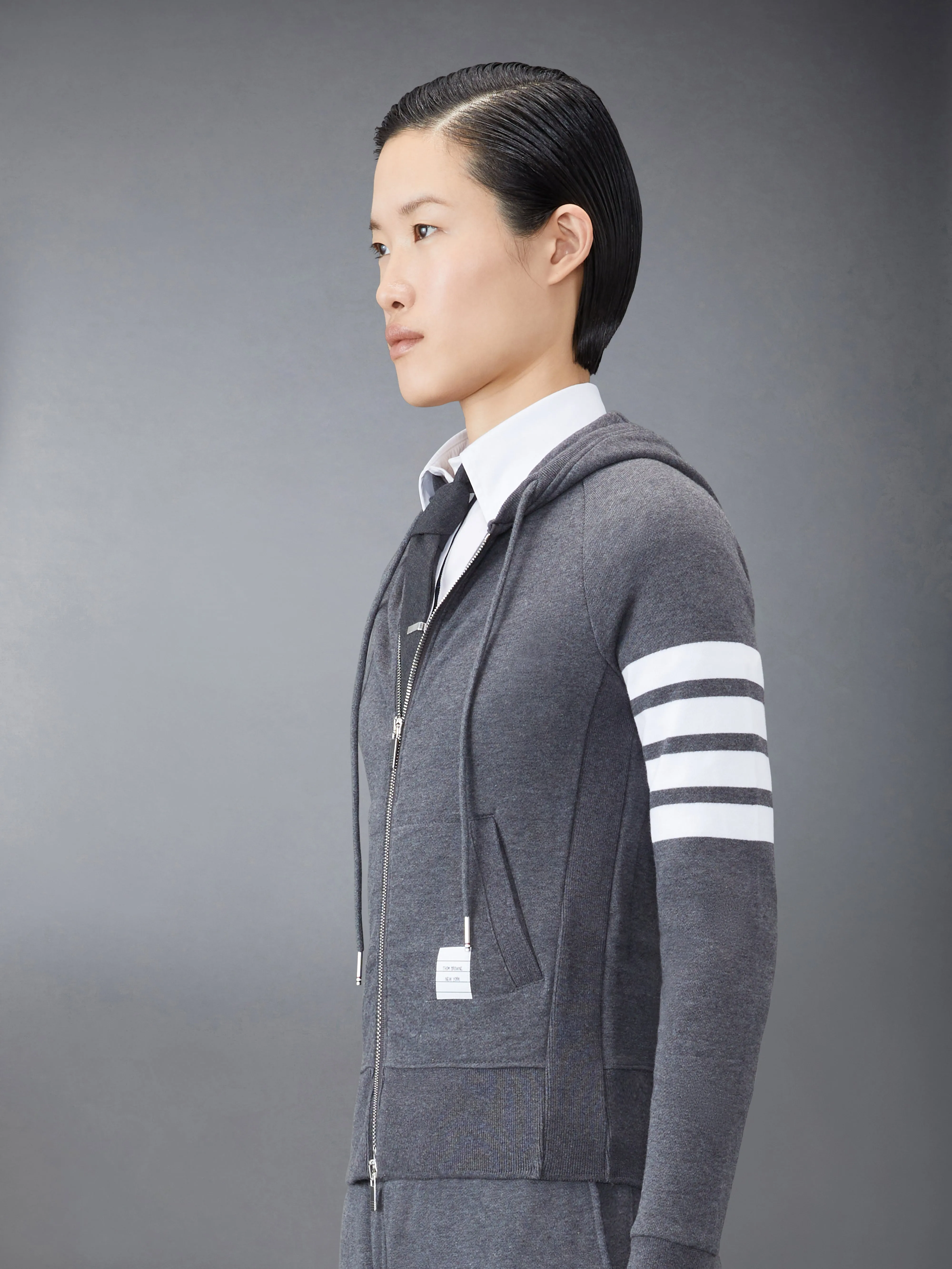 CLASSIC LOOPBACK 4-BAR FULL ZIP HOODIE sold by Thom Browne product image thumbnail 4