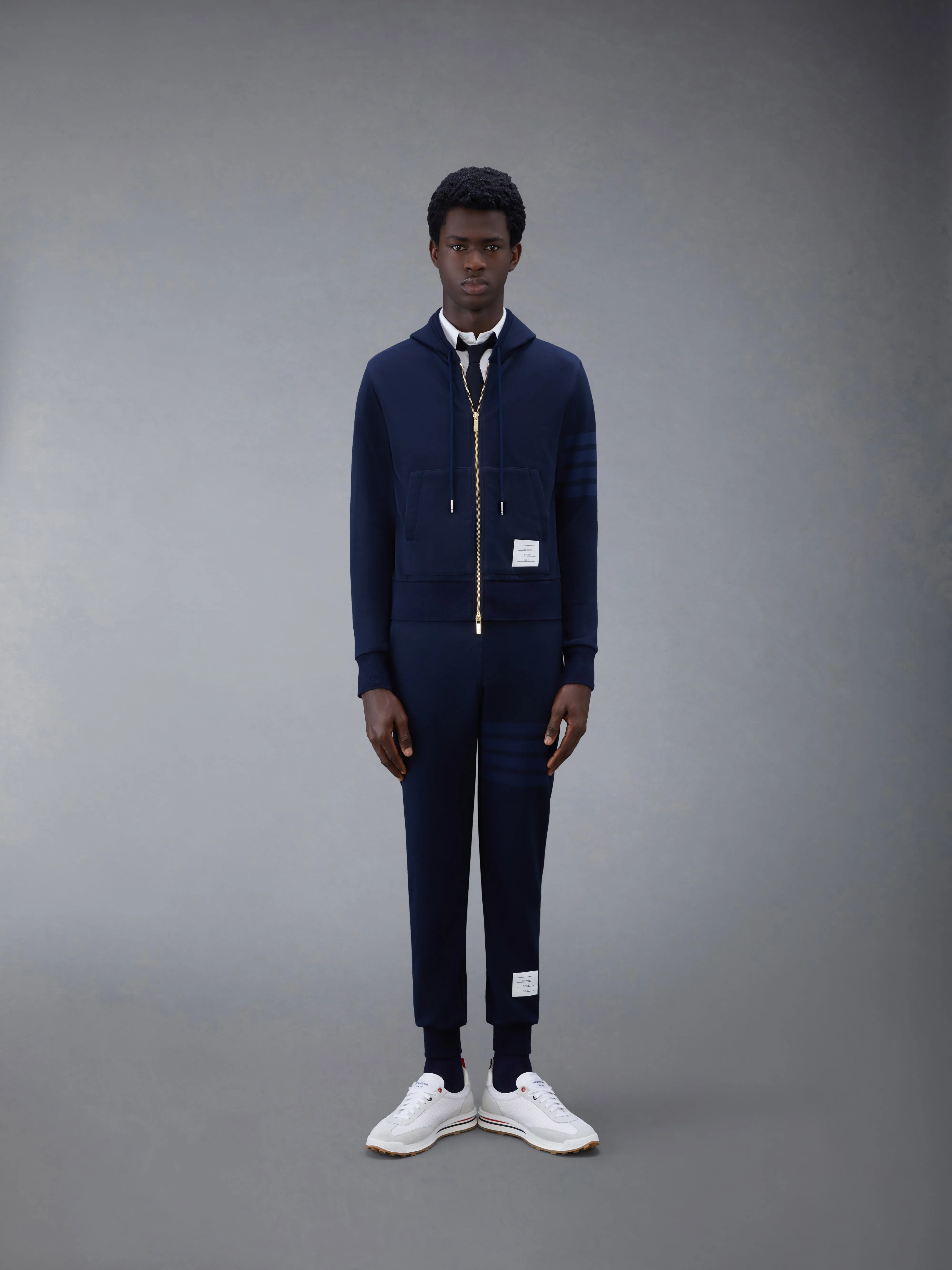 CLASSIC LOOPBACK 4-BAR FULL ZIP HOODIE sold by Thom Browne product image thumbnail 3