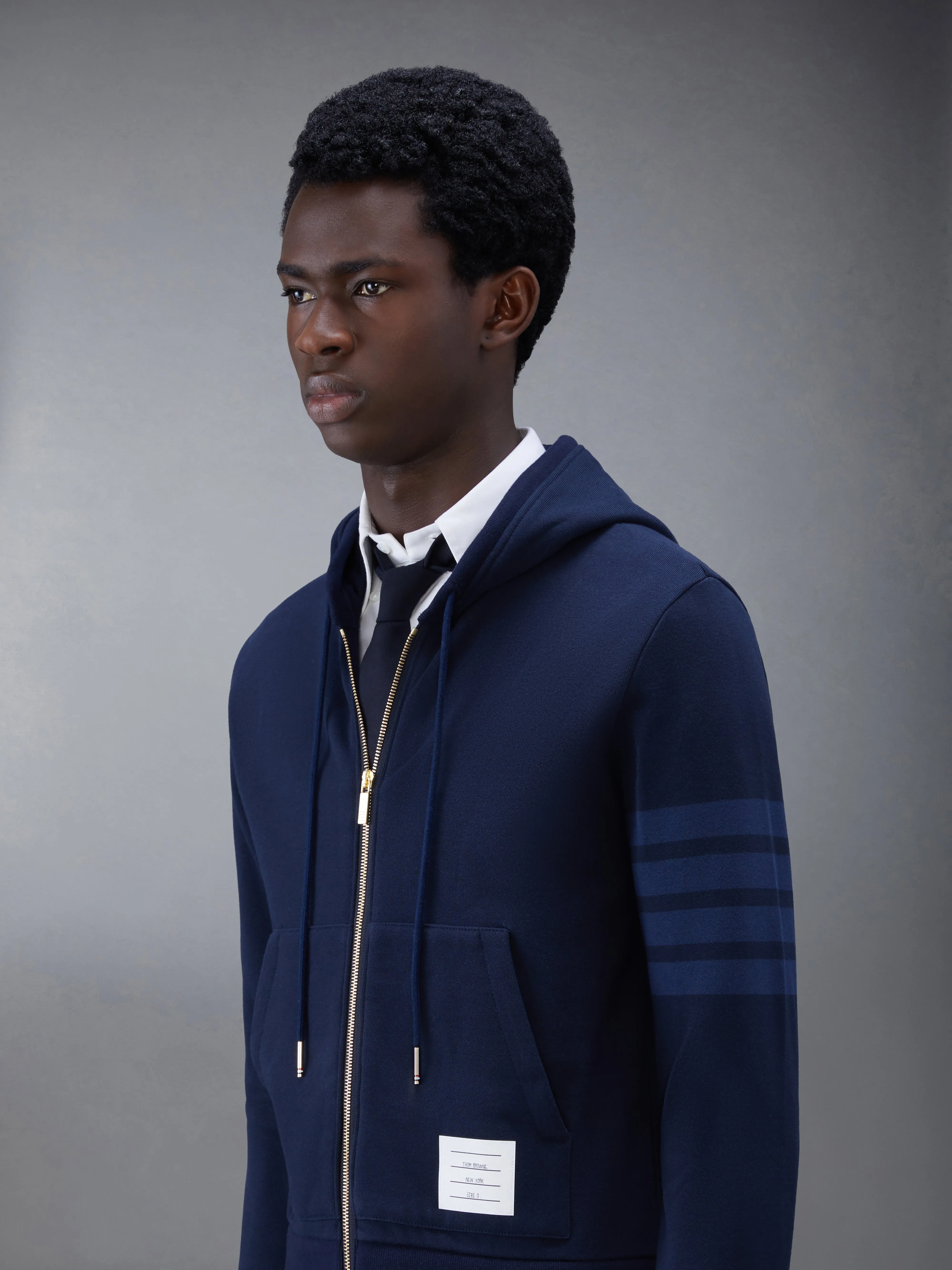 CLASSIC LOOPBACK 4-BAR FULL ZIP HOODIE sold by Thom Browne product image thumbnail 5