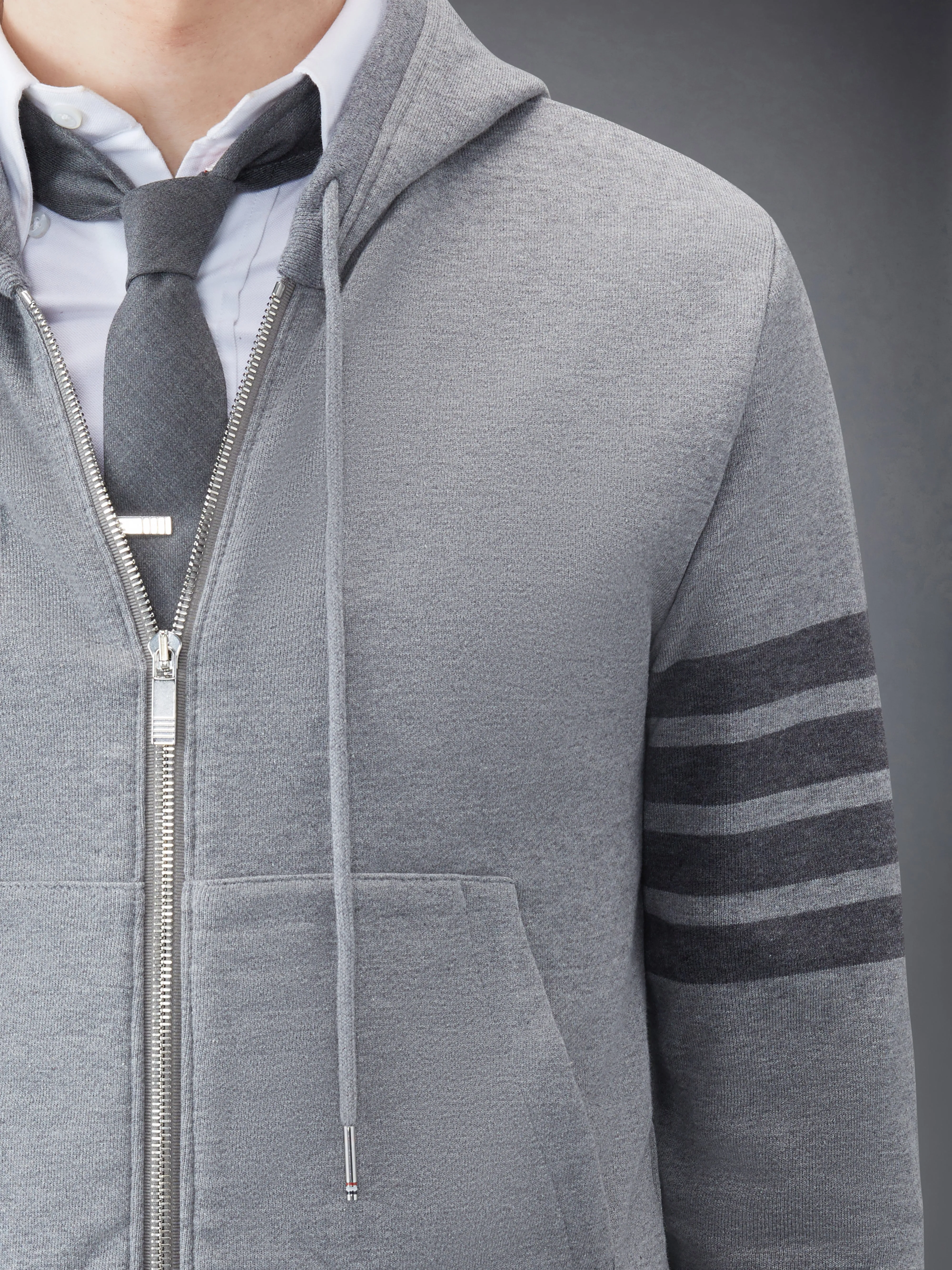 CLASSIC LOOPBACK 4-BAR FULL ZIP HOODIE sold by Thom Browne product image thumbnail 5