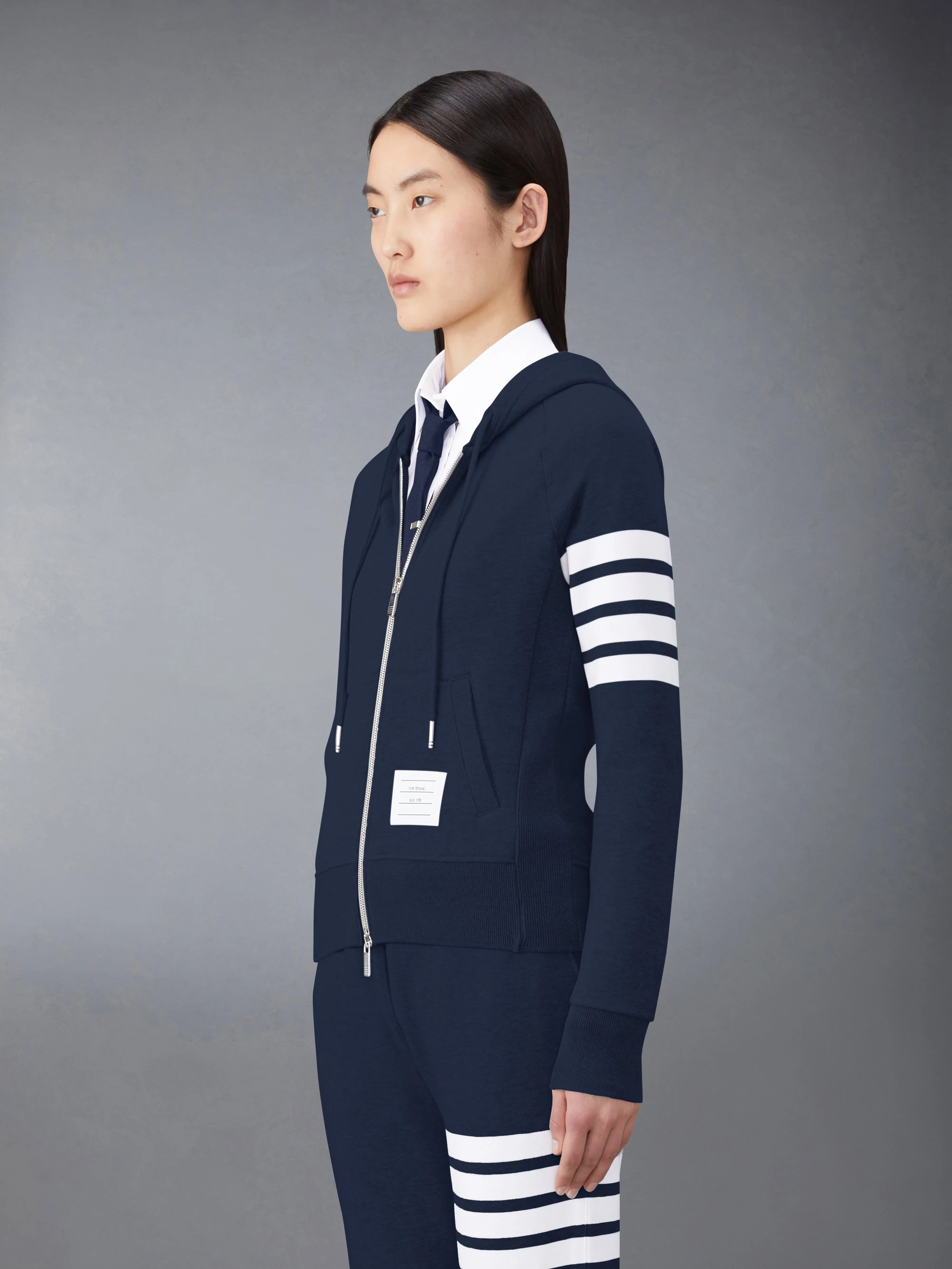 CLASSIC LOOPBACK 4-BAR FULL ZIP HOODIE sold by Thom Browne product image thumbnail 2