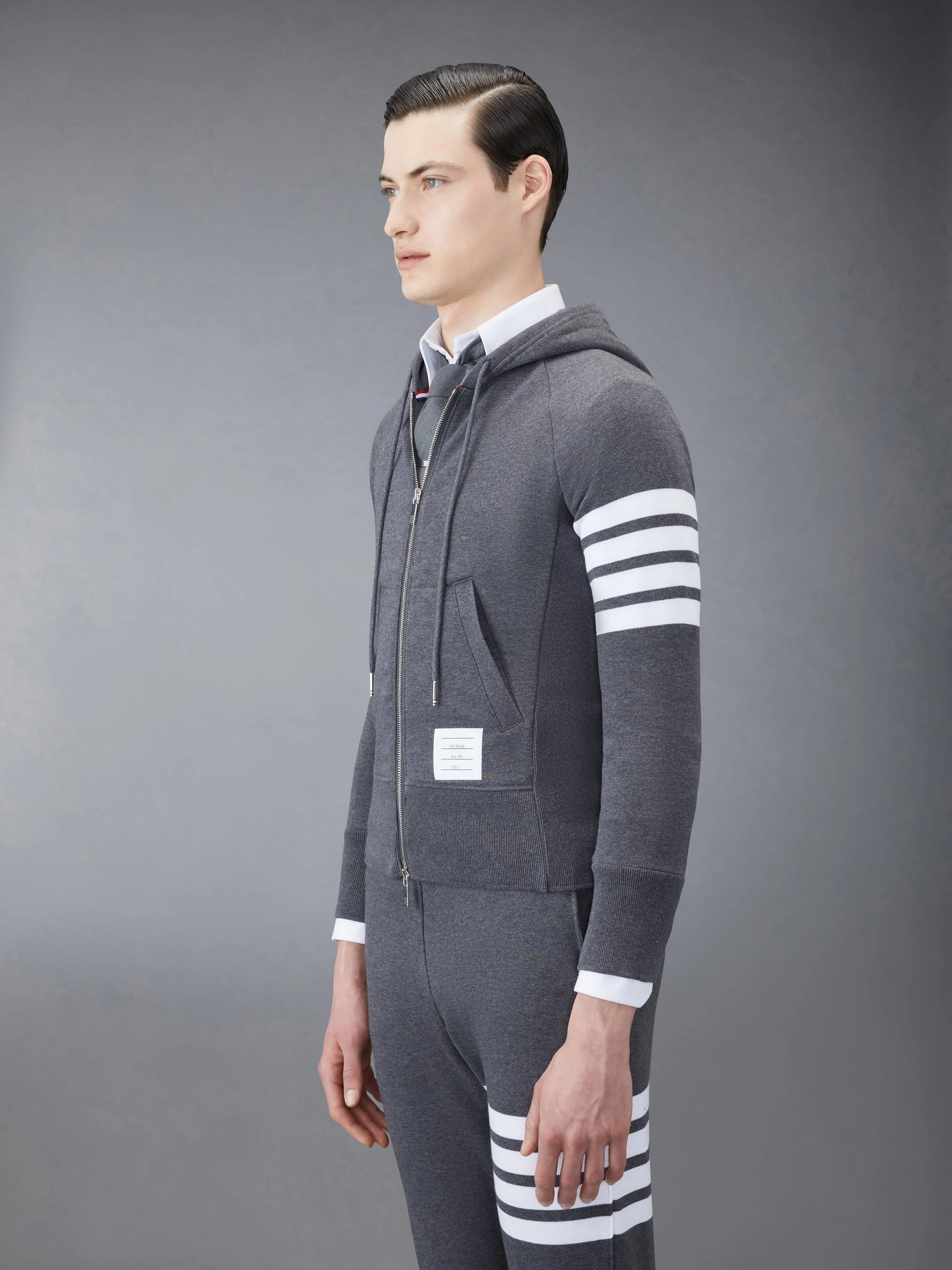 CLASSIC LOOPBACK 4-BAR FULL ZIP HOODIE sold by Thom Browne product image thumbnail 4