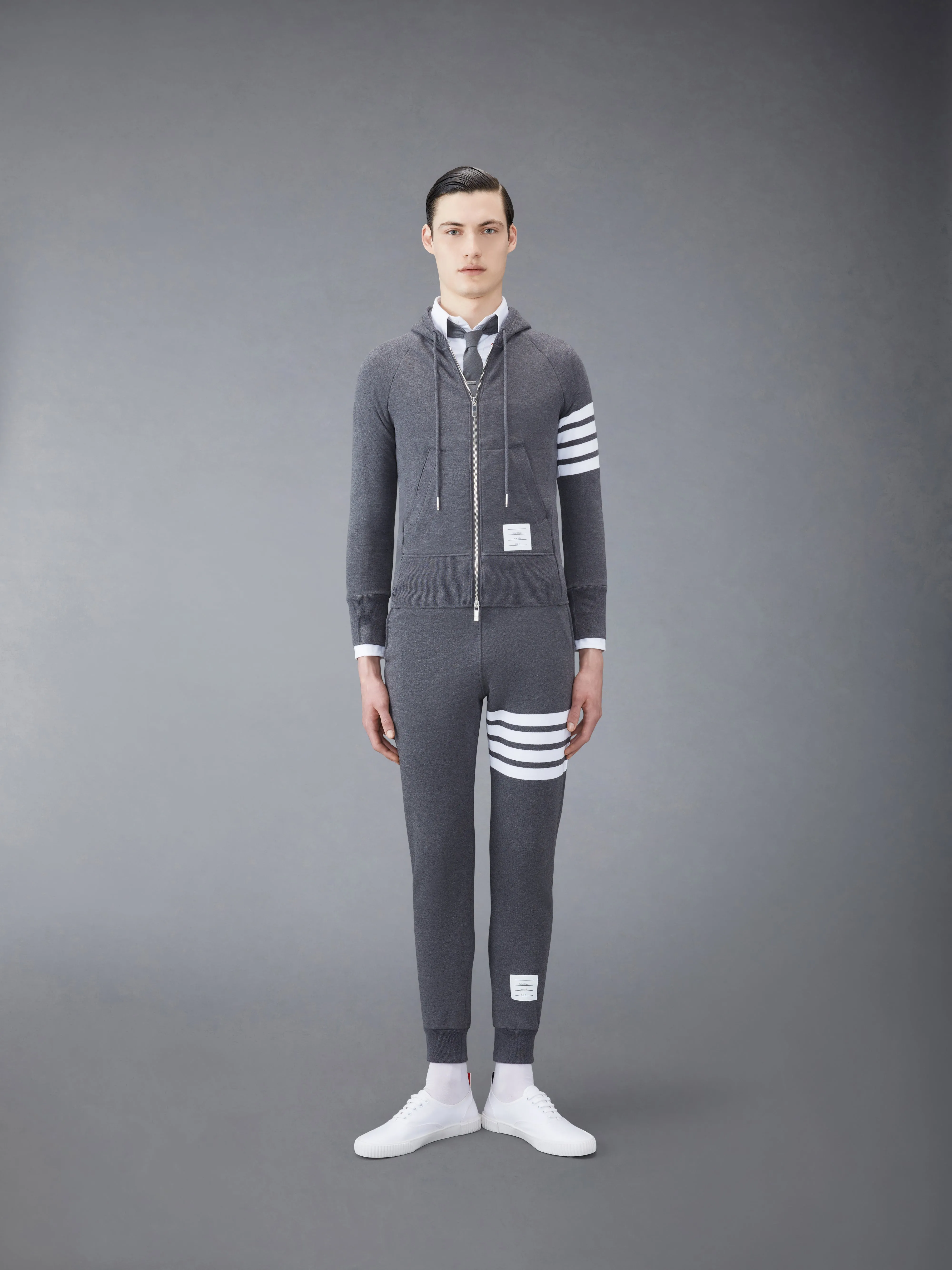 CLASSIC LOOPBACK 4-BAR FULL ZIP HOODIE sold by Thom Browne product image thumbnail 3