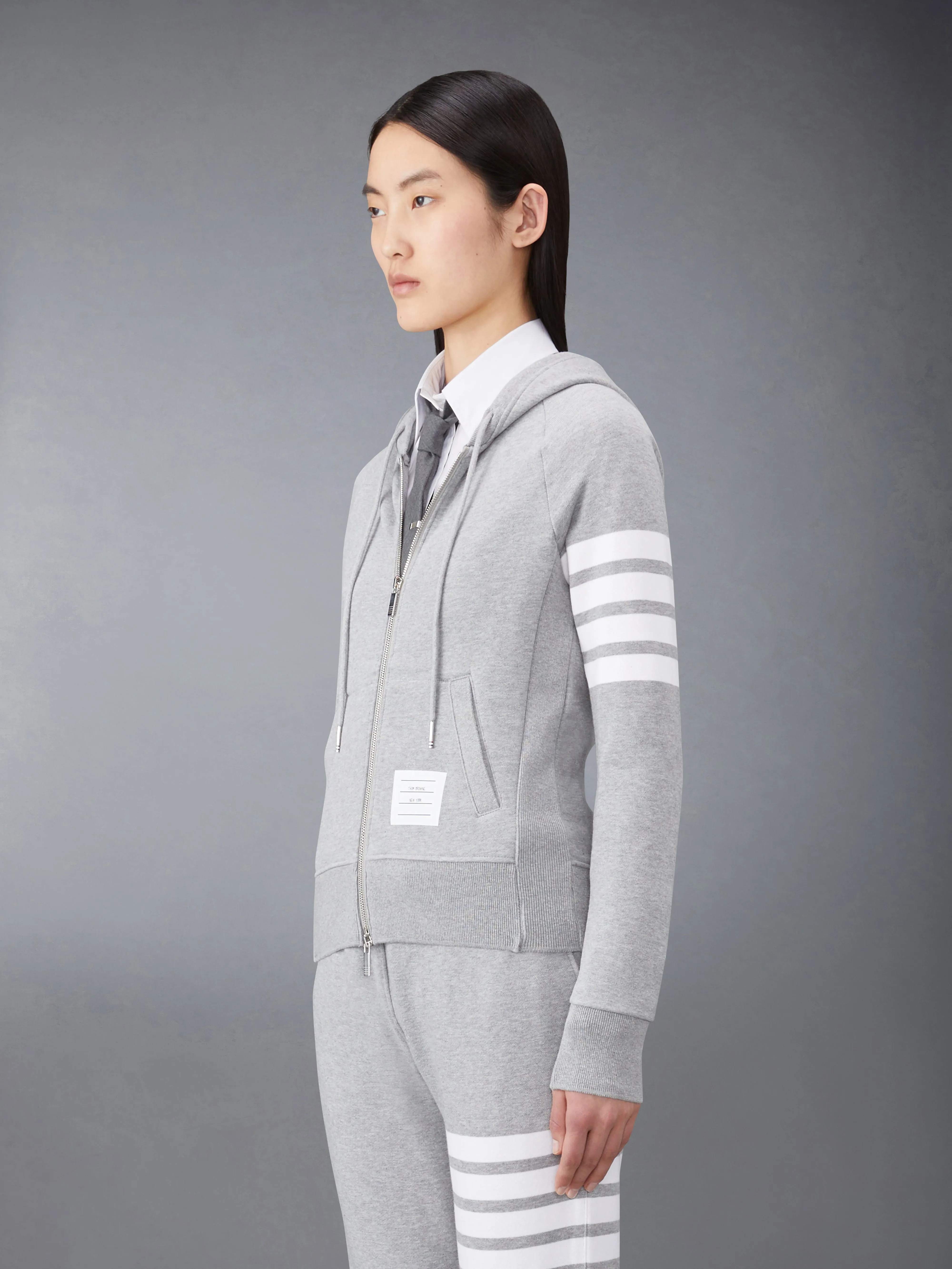 CLASSIC LOOPBACK 4-BAR FULL ZIP HOODIE sold by Thom Browne product image thumbnail 2