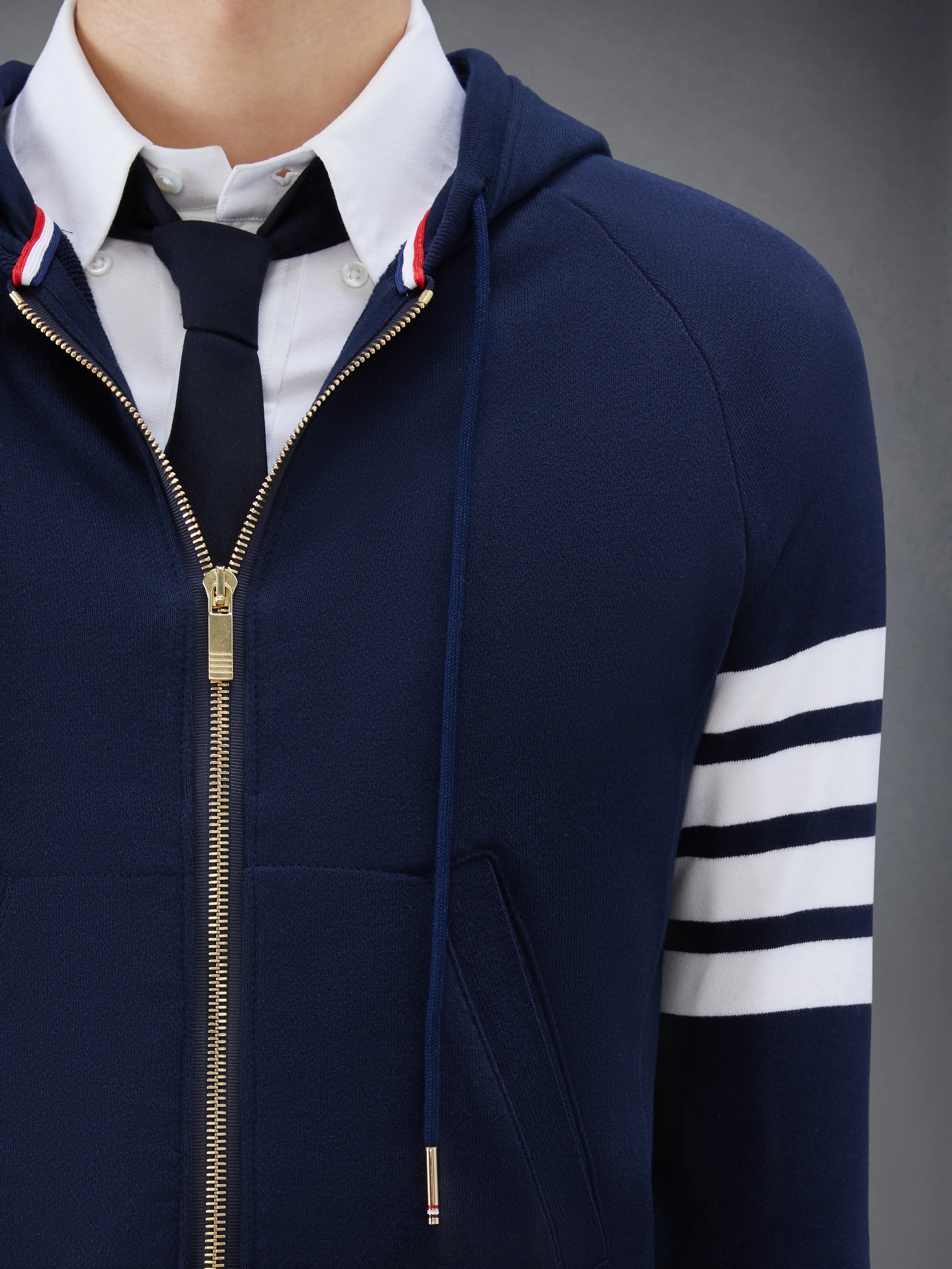 CLASSIC LOOPBACK 4-BAR FULL ZIP HOODIE sold by Thom Browne product image thumbnail 5