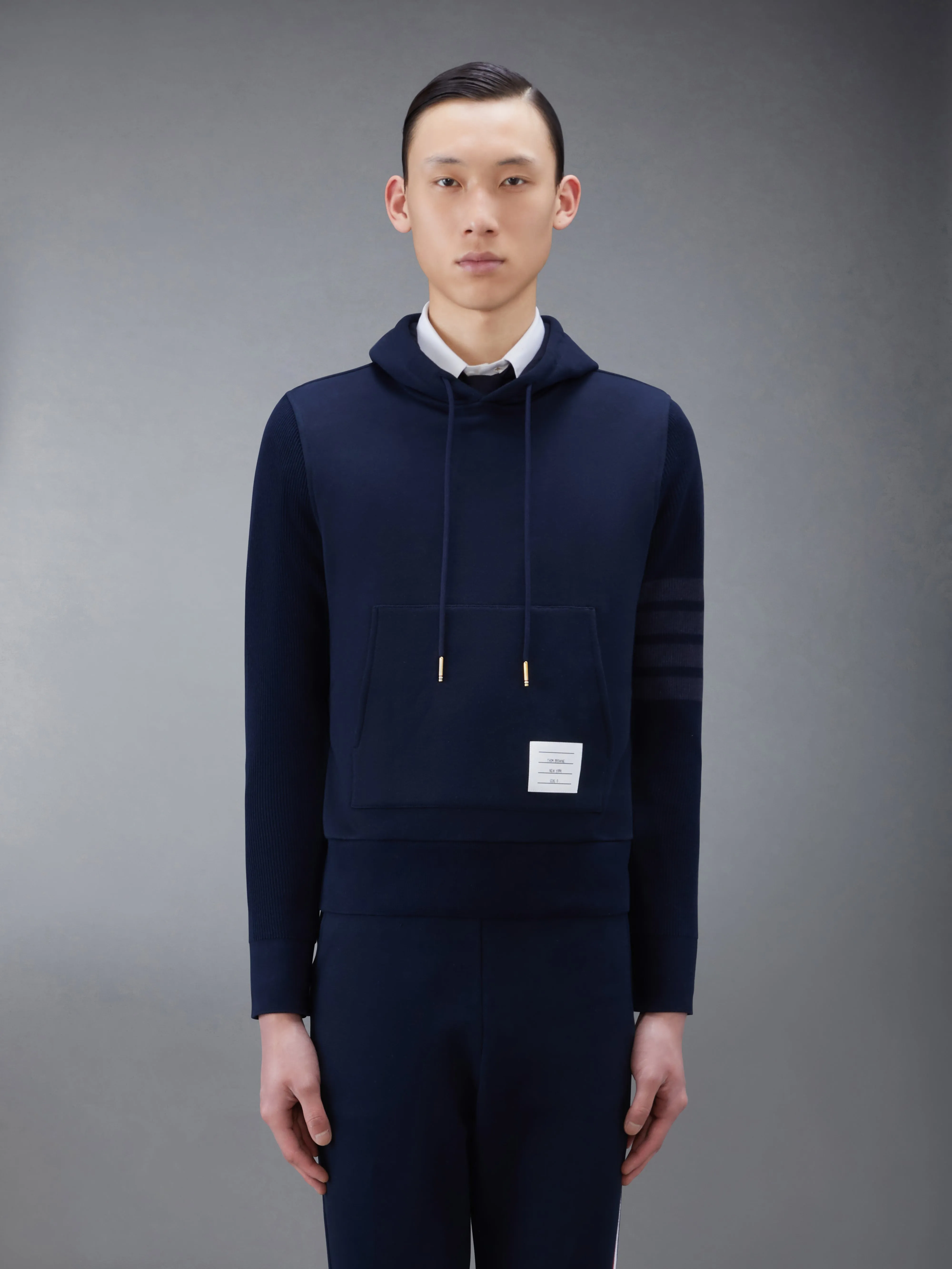 CLASSIC LOOPBACK 4-BAR HOODIE sold by Thom Browne